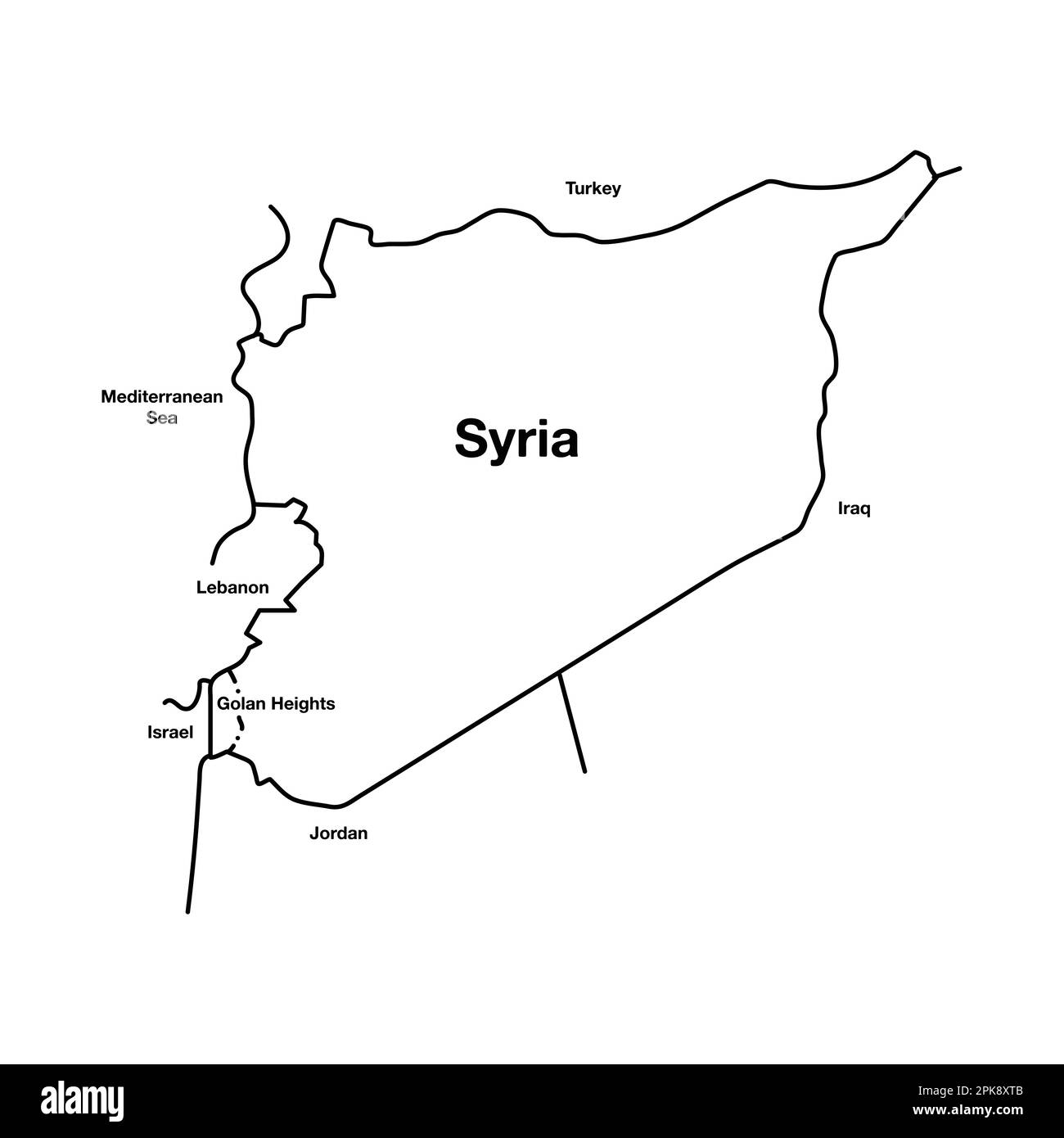 Syria Outline Map. Editable Vector EPS Symbol Illustration Stock Vector ...