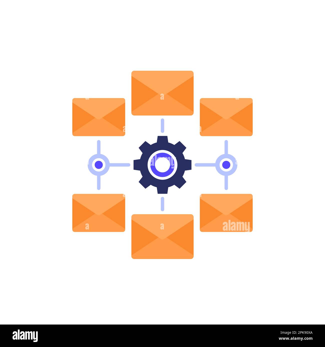 email automation service icon on white, vector Stock Vector