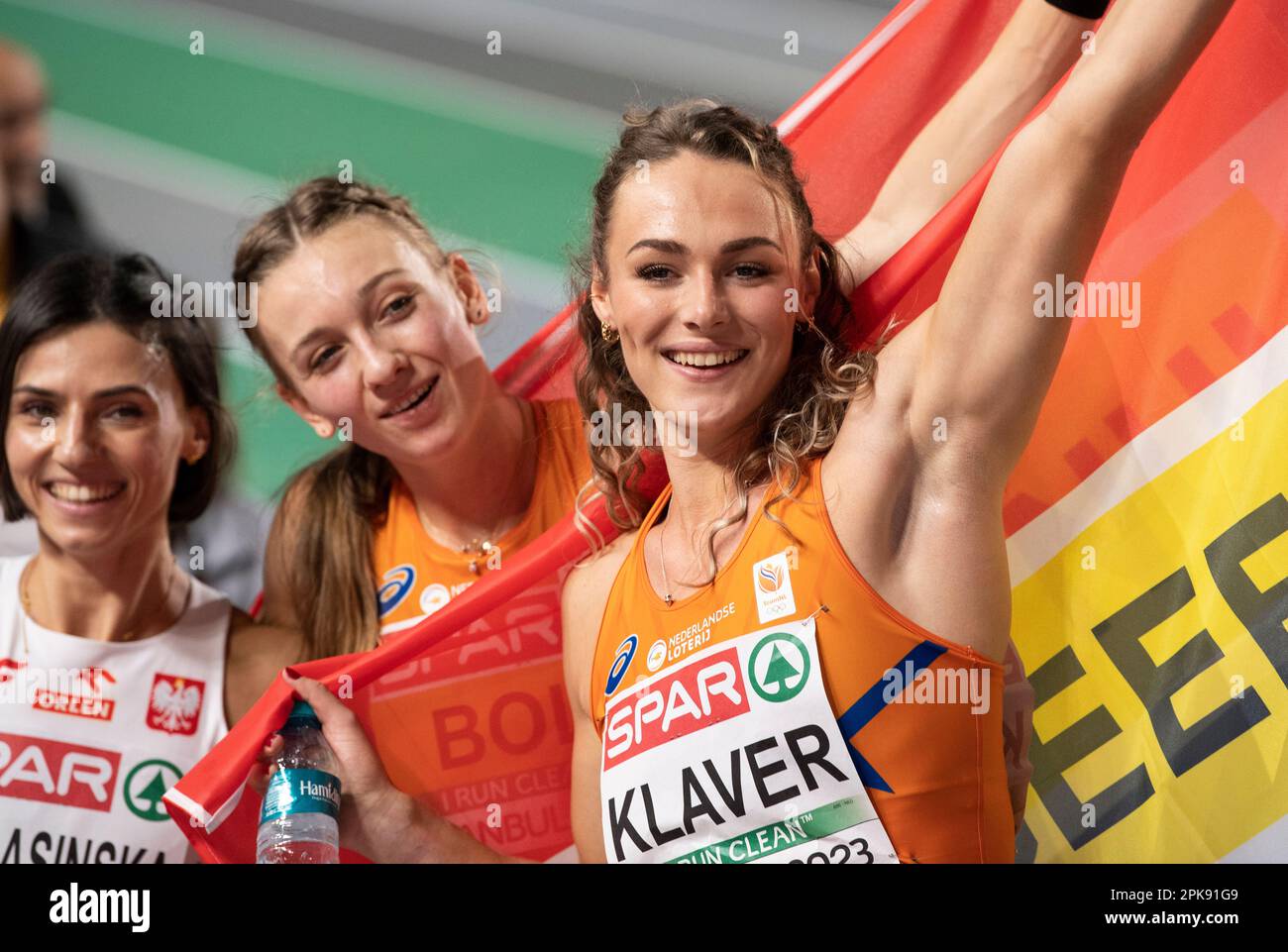 Lieke Klaver and Femke Bol of the Netherlands celebrating after