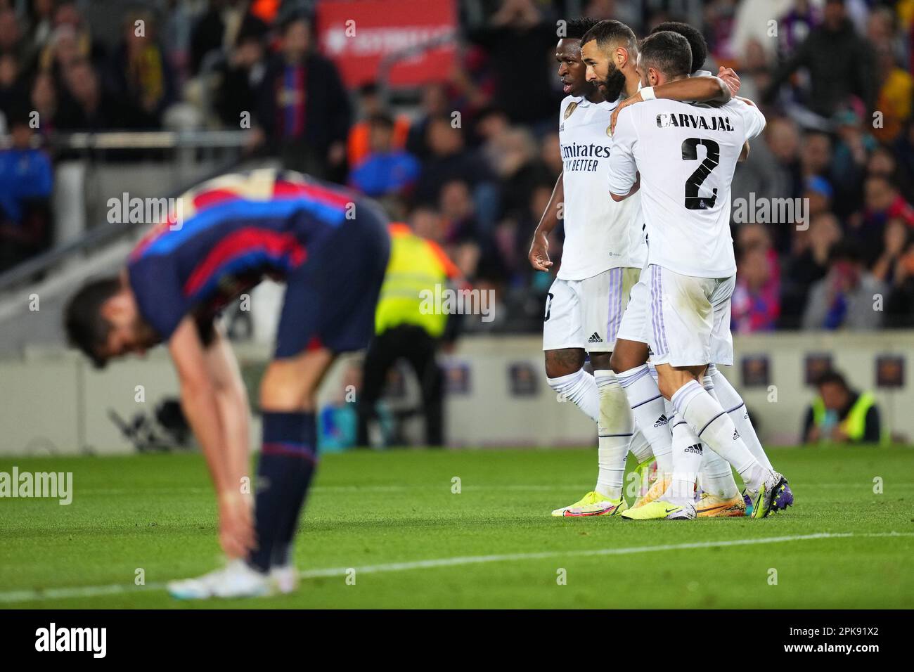 Eder Gabriel Militao of Real Madrid during Copa del Rey match, Semi-Finals,  second leg, between FC Barcelona v Real Madrid. played at Spotify Camp Nou  Stadium on April 5, 2023 in Barcelona