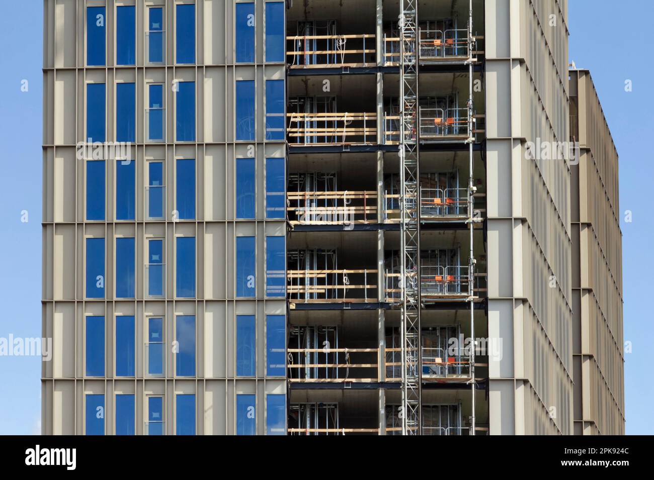 Modern multistory tower block construction site in Solna Stockholm Stock Photo