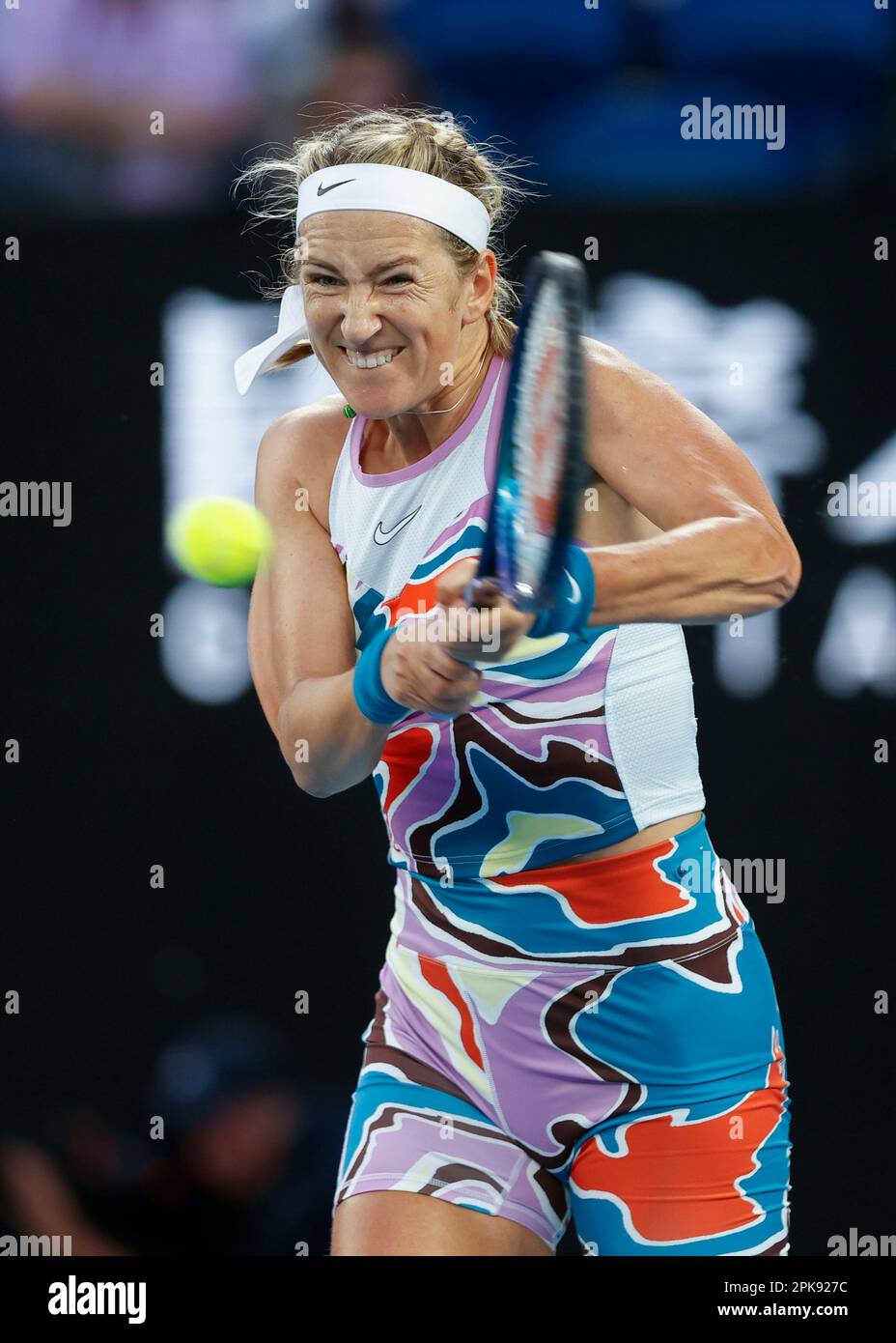 Victoria Azarenka of Belarus in action at the Australian Open 2023 Tennis Tournament, Melbourne