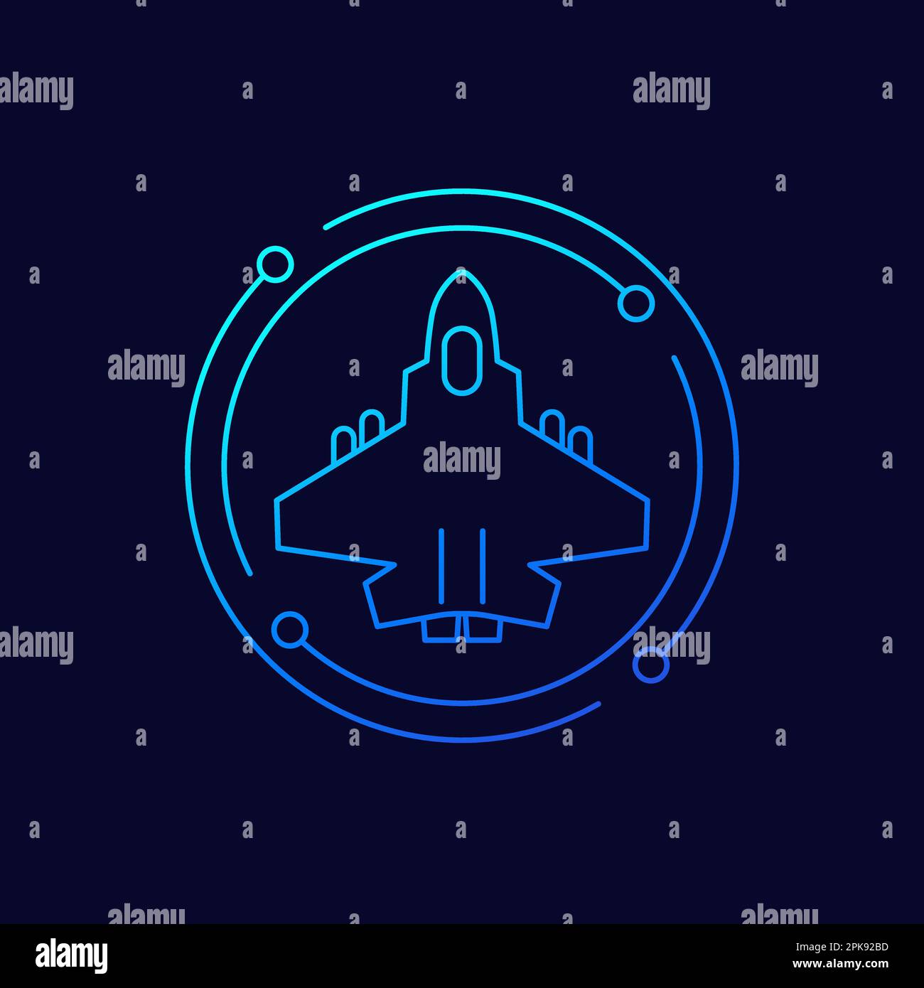 fighter jet, combat aircraft icon, linear design Stock Vector Image ...