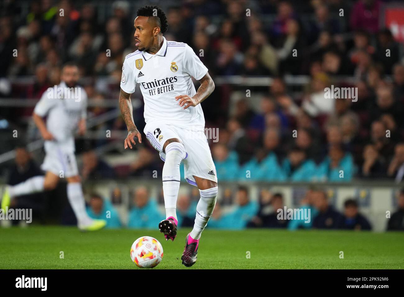 Eder Gabriel Militao of Real Madrid during Copa del Rey match, Semi-Finals,  second leg, between FC Barcelona v Real Madrid. played at Spotify Camp Nou  Stadium on April 5, 2023 in Barcelona