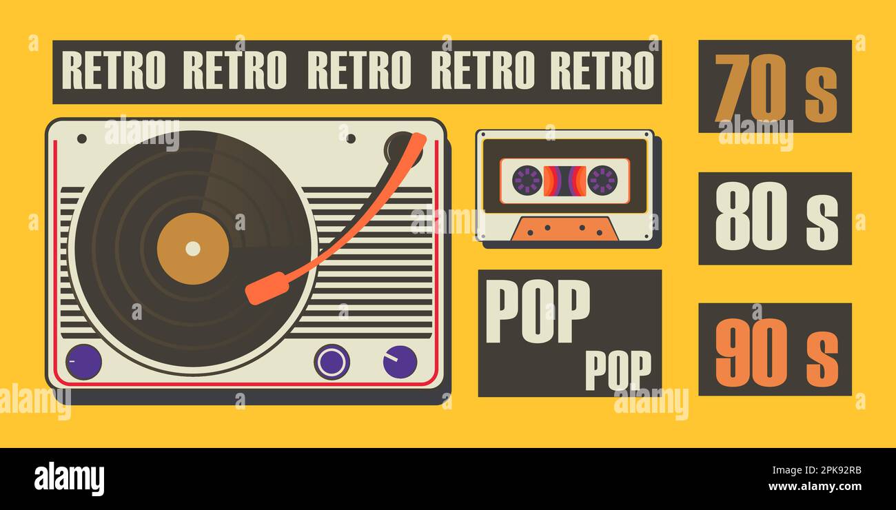 Tape recorder for playing vinyl records and audio cassette retro