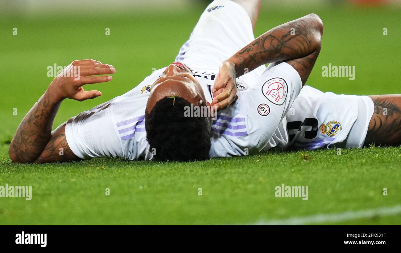 Eder Gabriel Militao of Real Madrid during Copa del Rey match, Semi-Finals,  second leg, between FC Barcelona v Real Madrid. played at Spotify Camp Nou  Stadium on April 5, 2023 in Barcelona