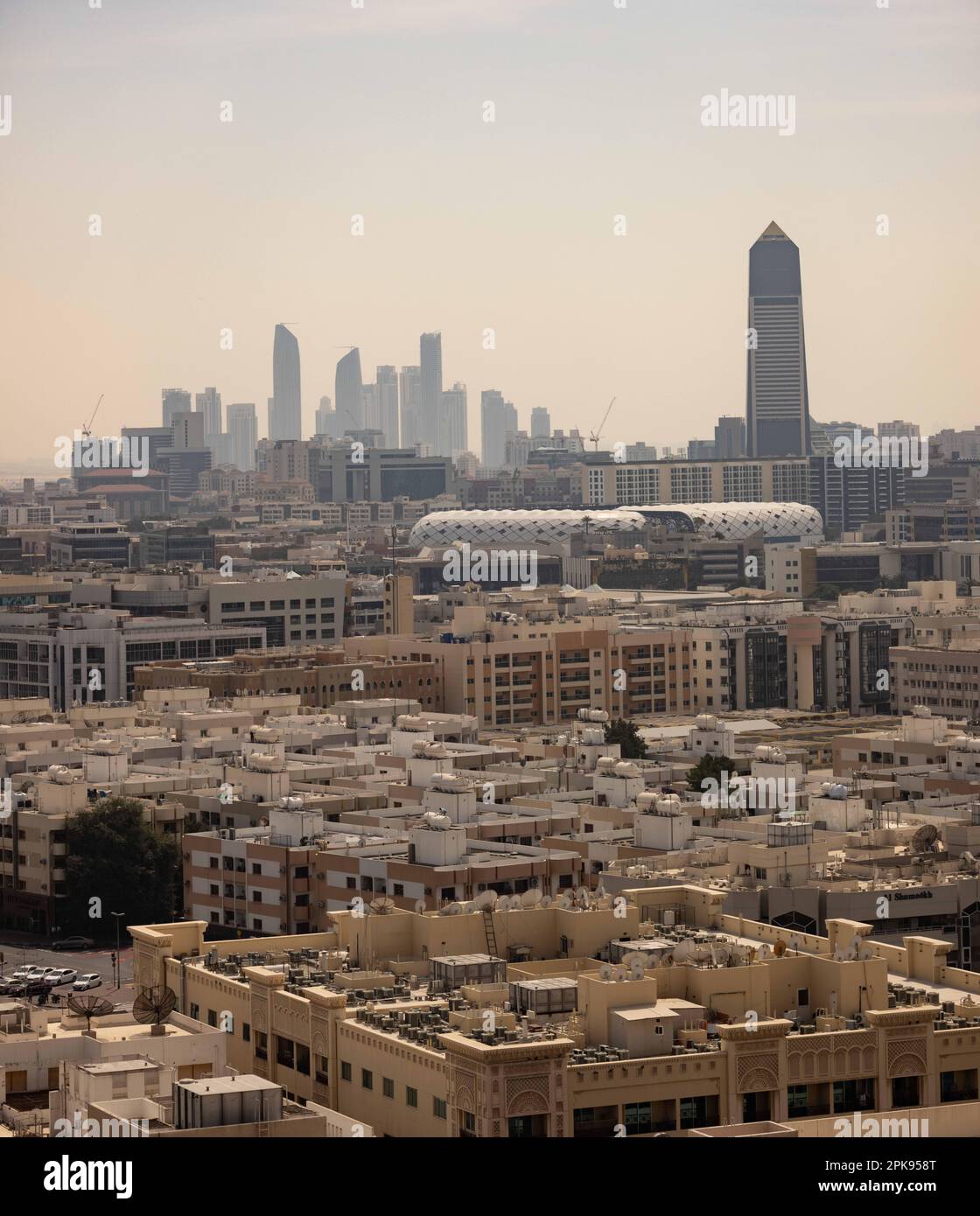 An aerial shot of the Al Karama district in Dubai, United Arab Emirates ...