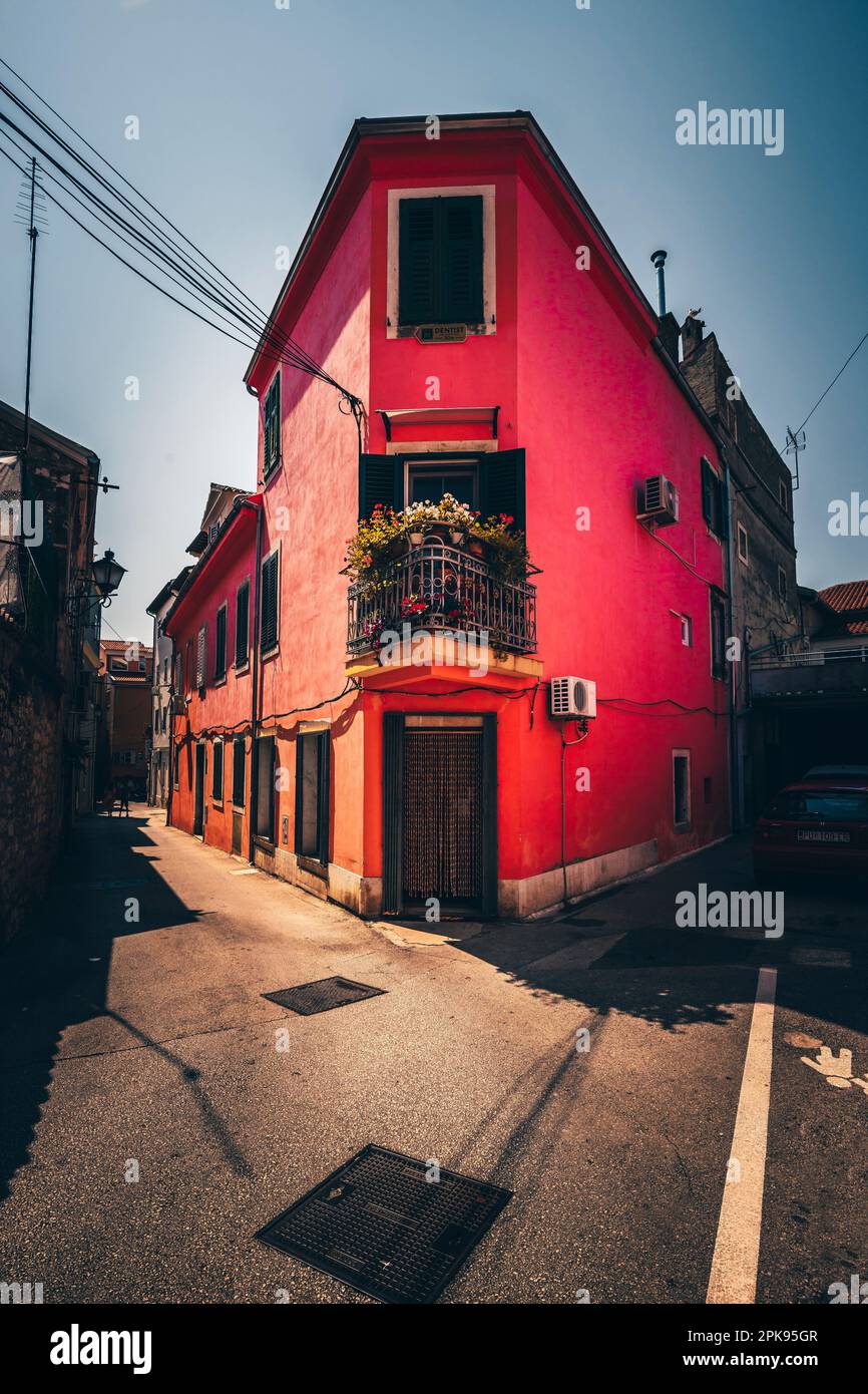 Narrow streets and alleys of the old town of Rovinj, Istria, Croatia