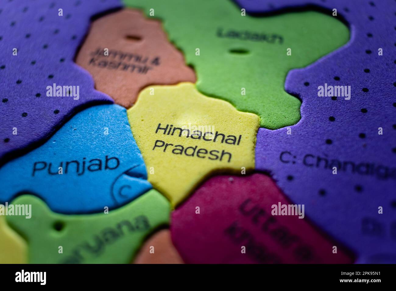 Selective focus on map of Himachal Pradesh - a state of India Stock Photo