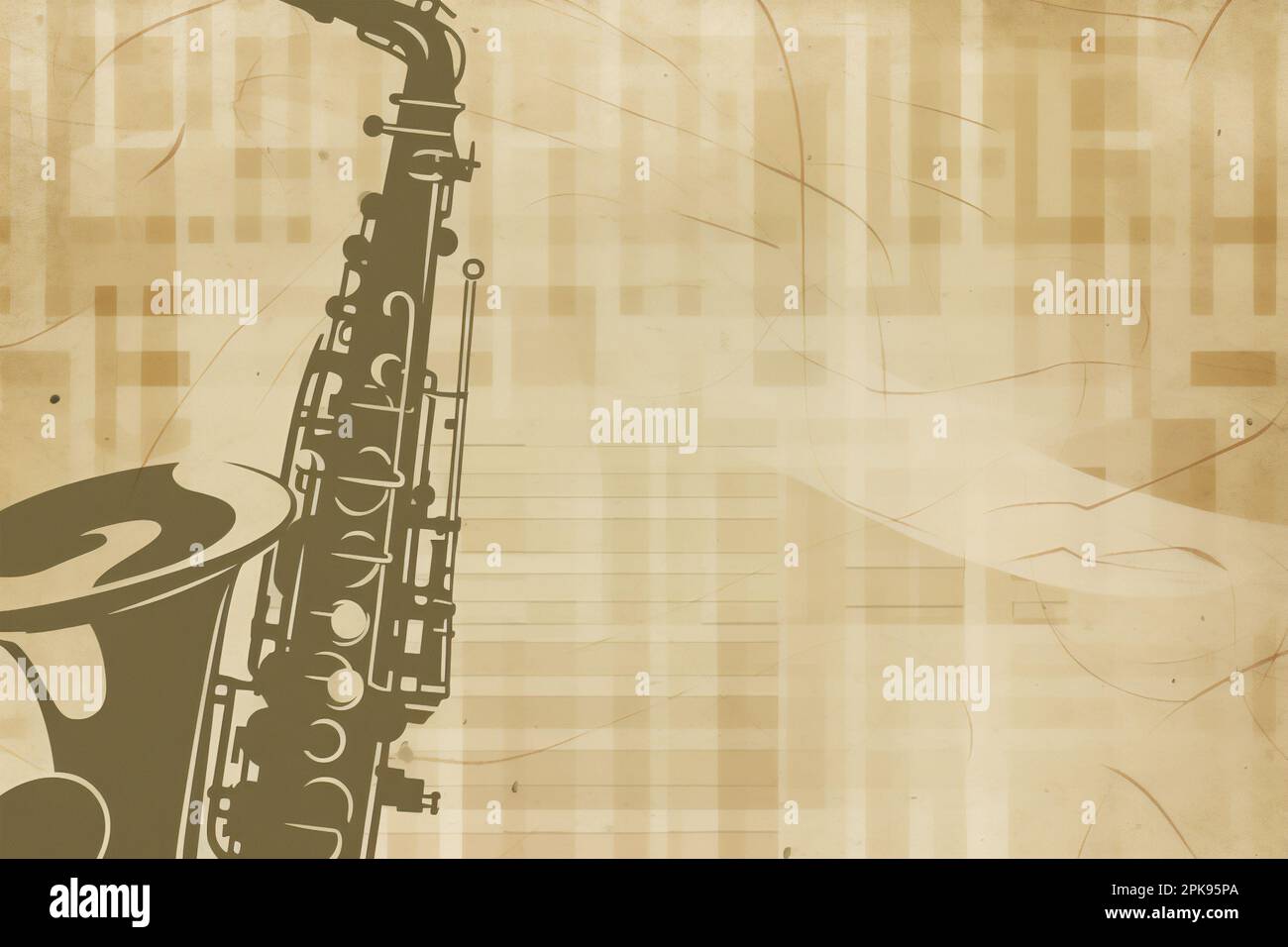 Brass saxophone background with an abstract vintage distressed texture