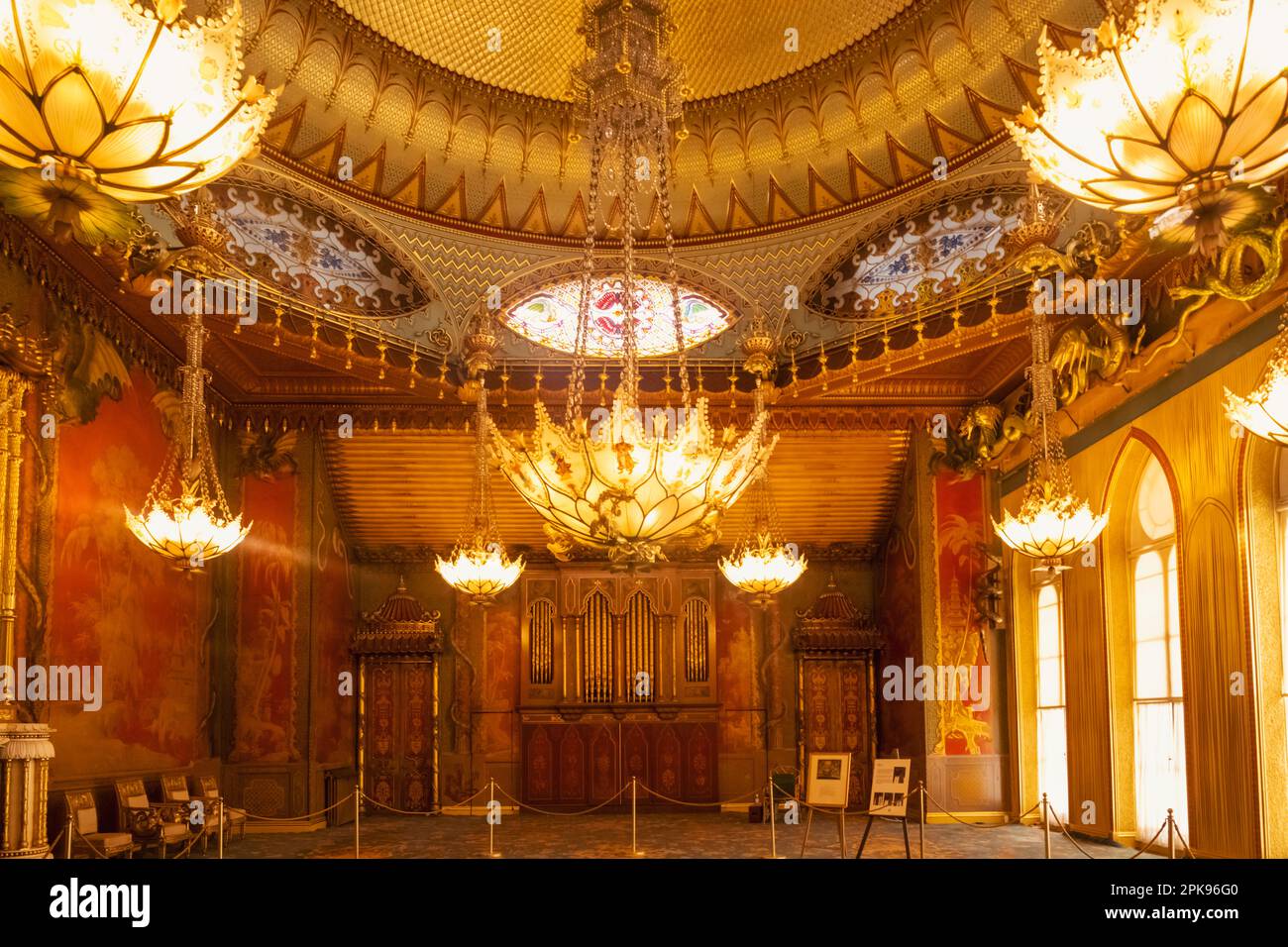 England, East Sussex, Brighton, The Royal Pavilion, The Music Room Stock Photo