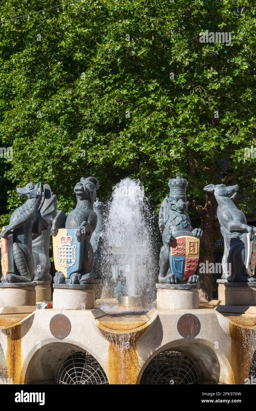 England, Hampshire, Portsmouth, Commercial Road, Cascades Fountain Stock Photo