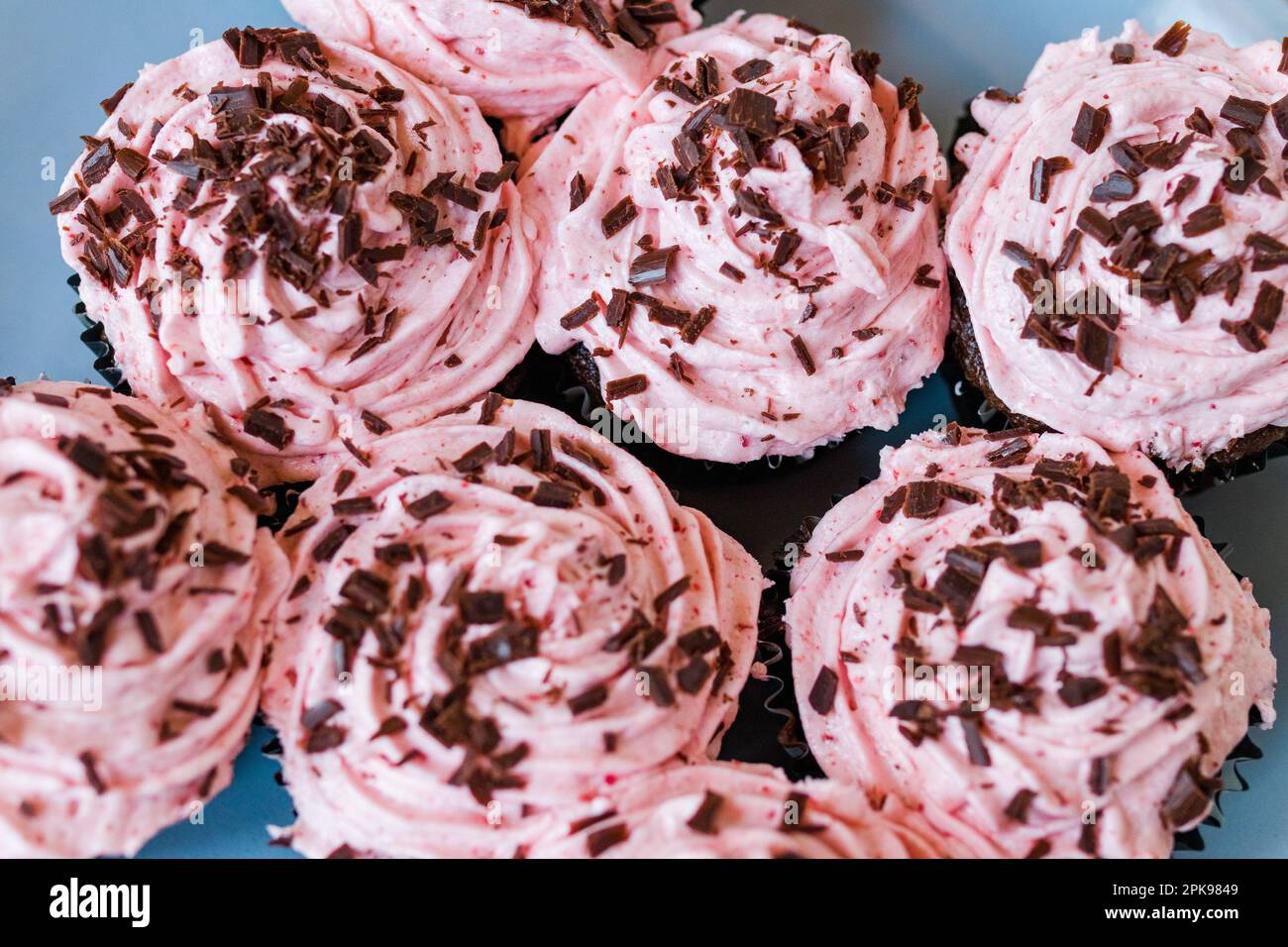 strawberry chocolate cupcakes Stock Photo