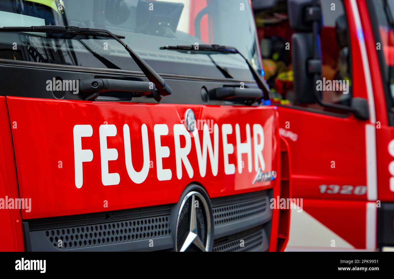 Duisburg, North Rhine-Westphalia, Germany - firefighting exercise ...