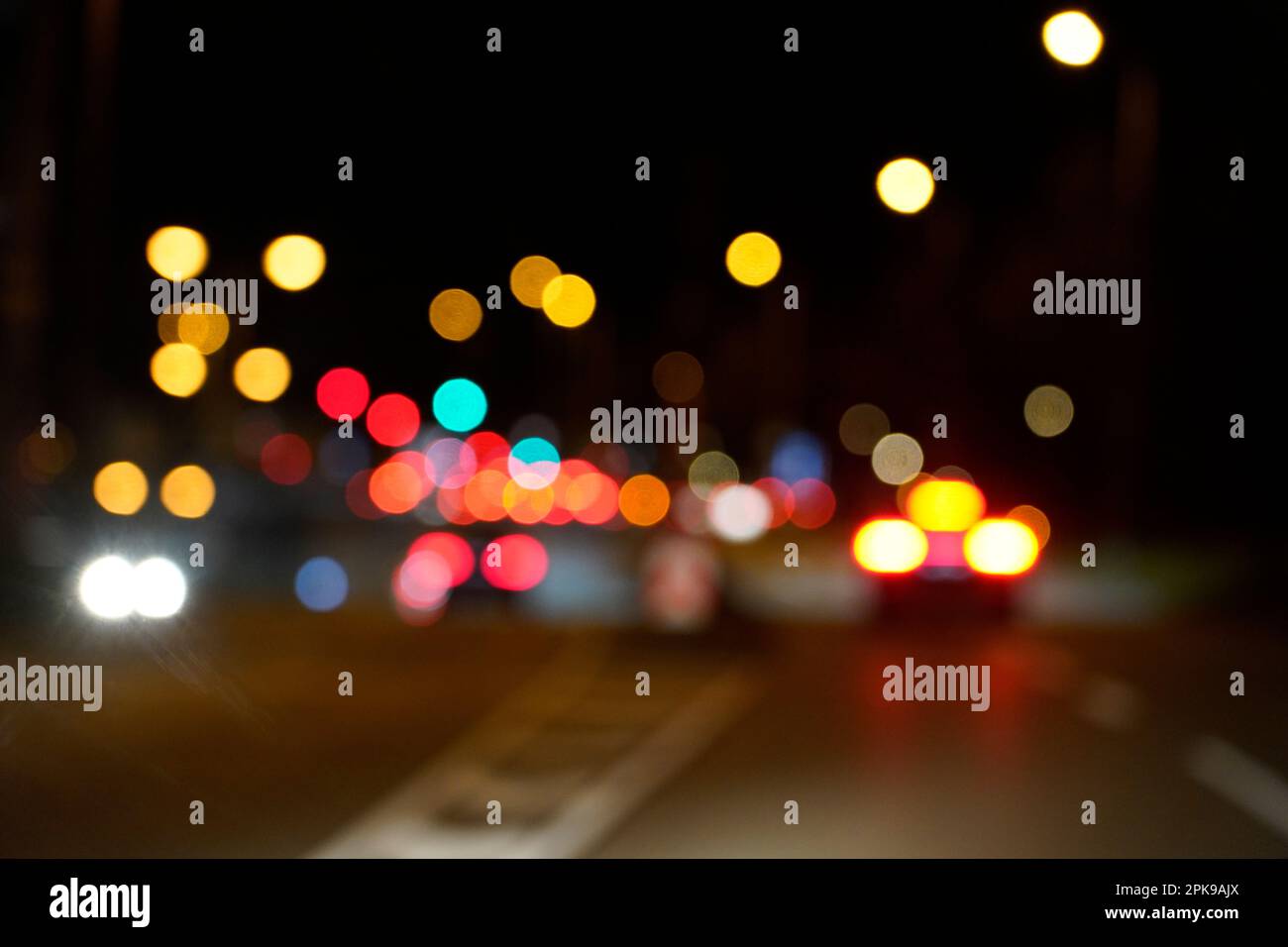 Germany, Bavaria, Munich, Mittlerer Ring, traffic, evening, driving with poor eyesight, myopia