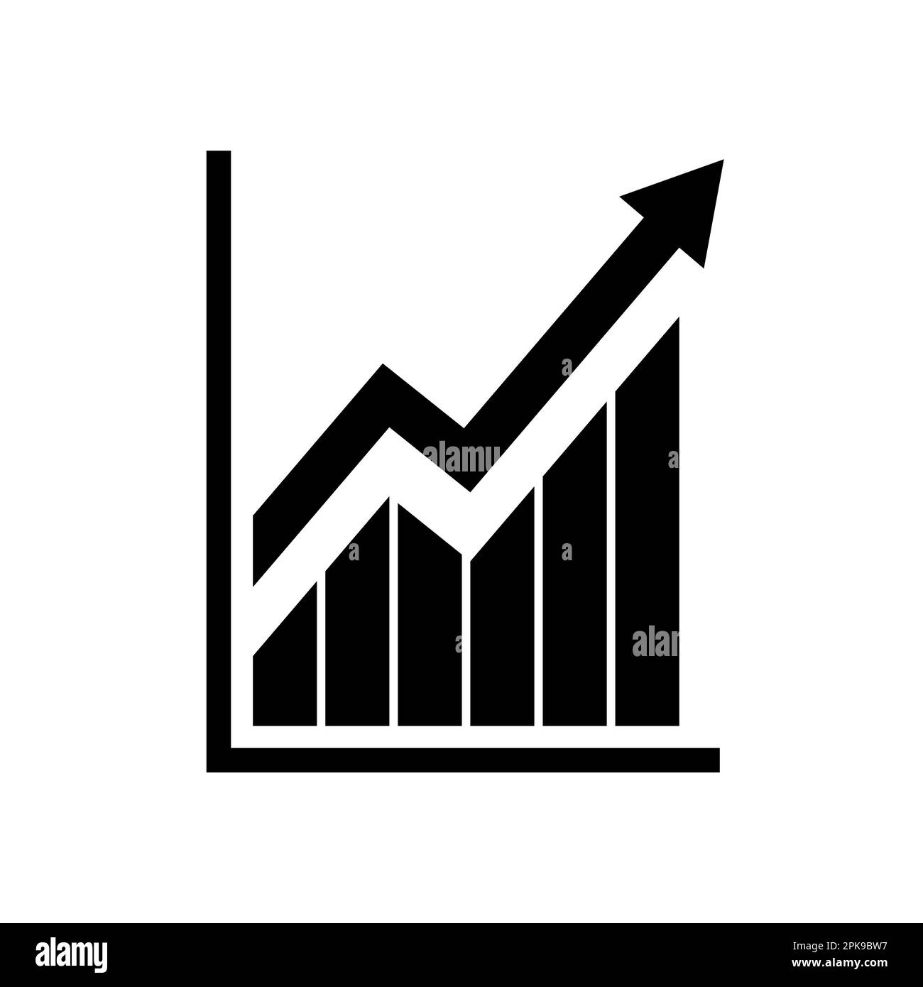 Chart graph. Black Icon graph growth with arrow isolated on background ...