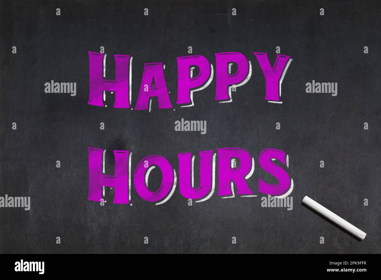 Blackboard with a written in the middle 'Happy Hours'. Stock Photo