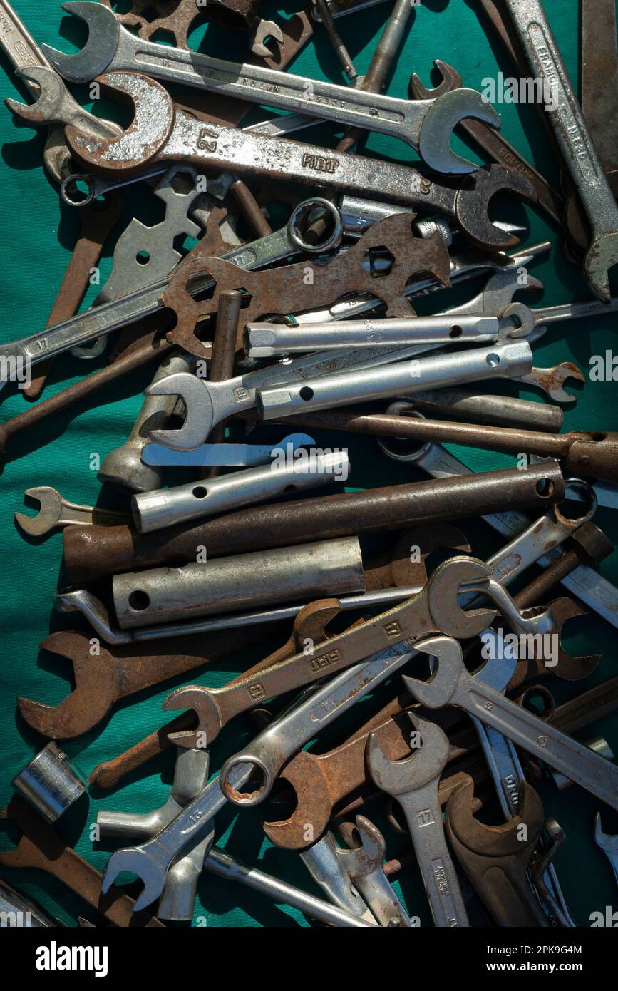 Old Tools and the Keys to the Flea Market Stock Photo - Alamy