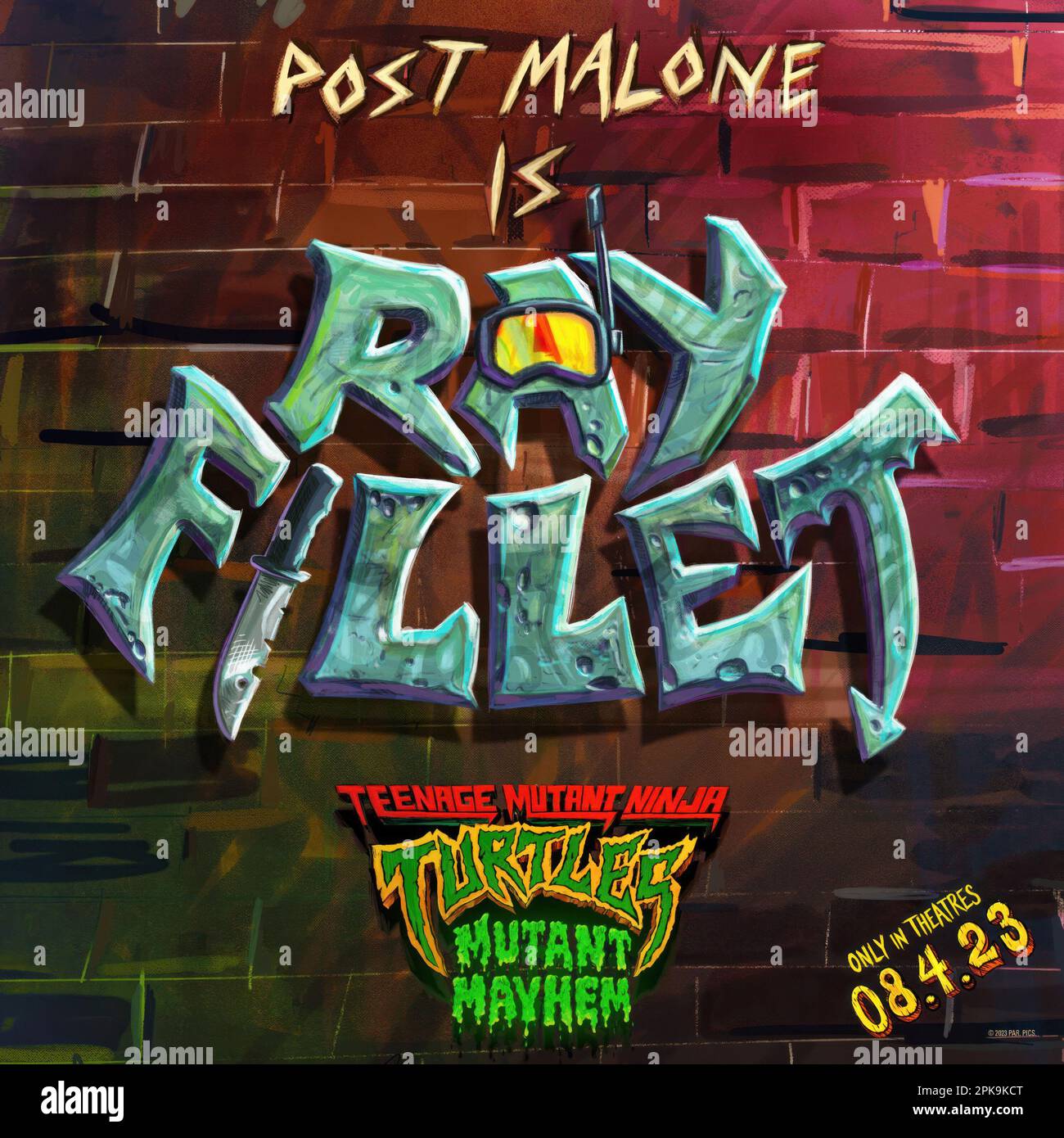 https://c8.alamy.com/comp/2PK9KCT/teenage-mutant-ninja-turtles-mutant-mayhem-advance-character-poster-post-malone-is-ray-fillet-2023-paramount-pictures-courtesy-everett-collection-2PK9KCT.jpg