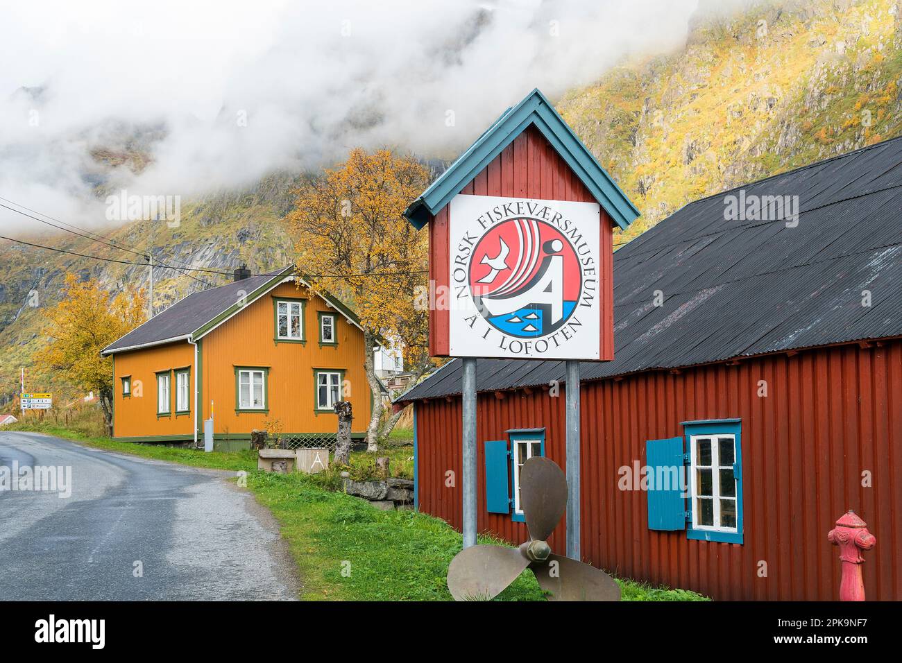 Norway, Lofoten, ae i Lofoten, Rorbuer (fishermen's cabins), fishing museum Stock Photo