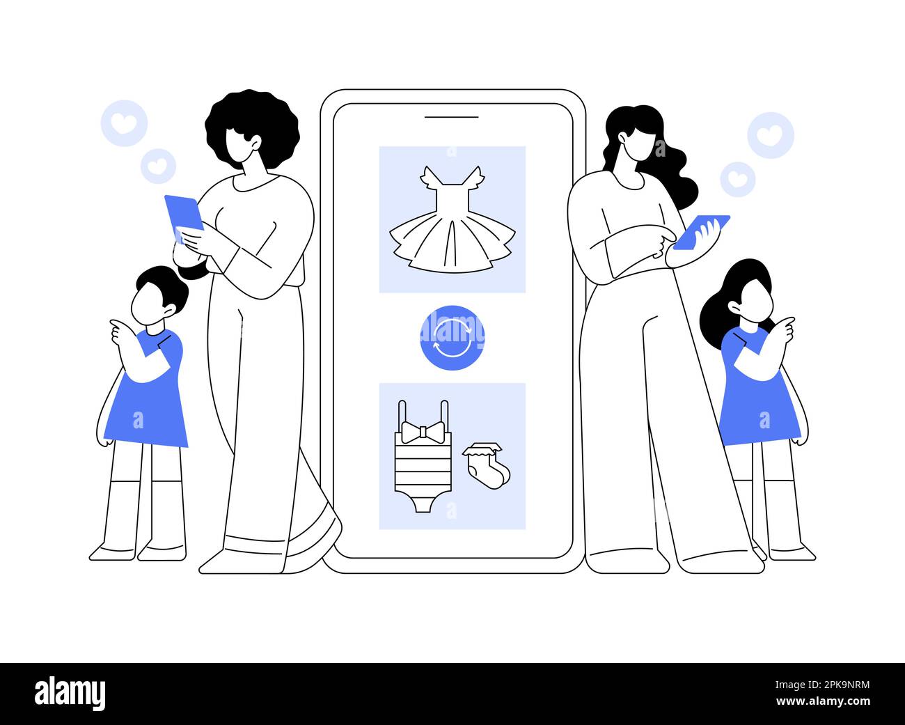 Baby clothes tradein abstract concept vector illustration Stock Vector