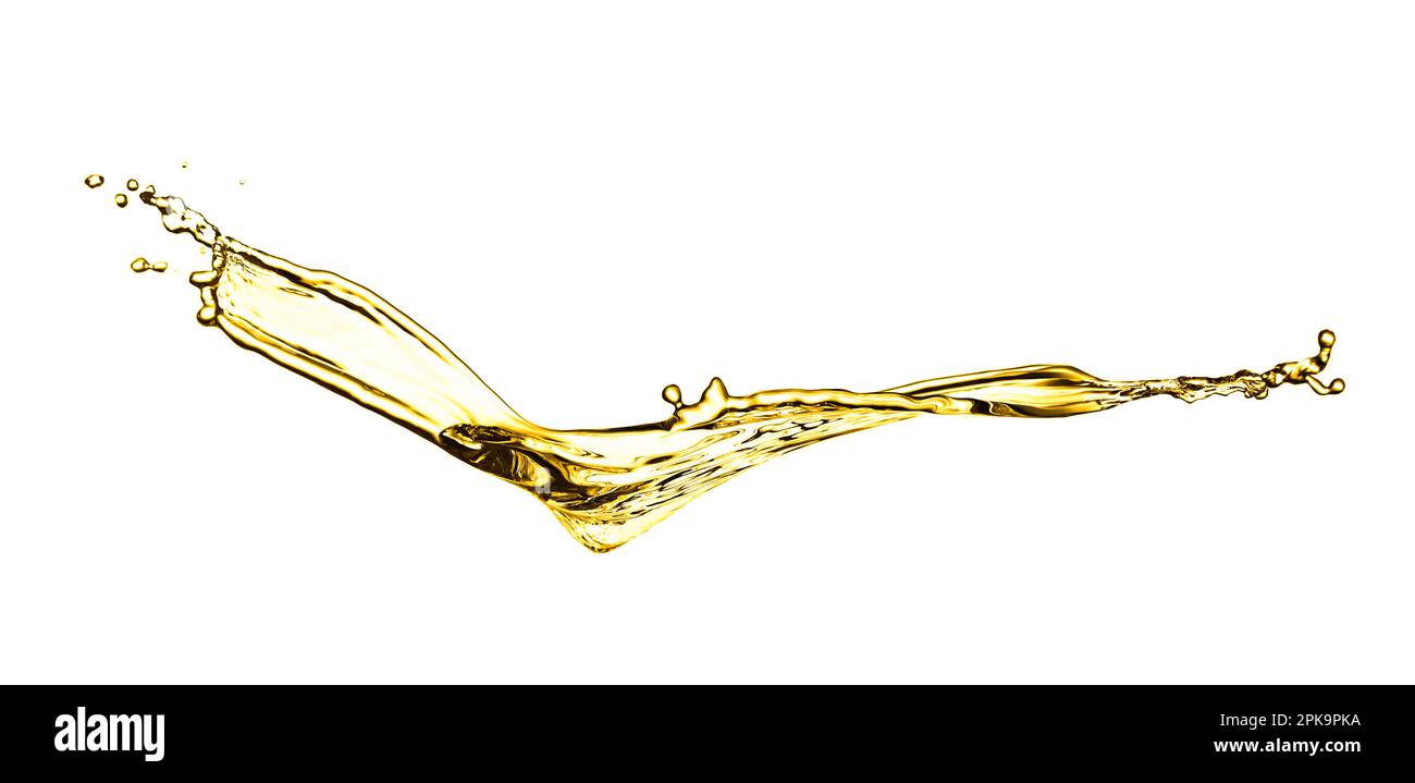 Splash of golden oily liquid on white background Stock Photo - Alamy