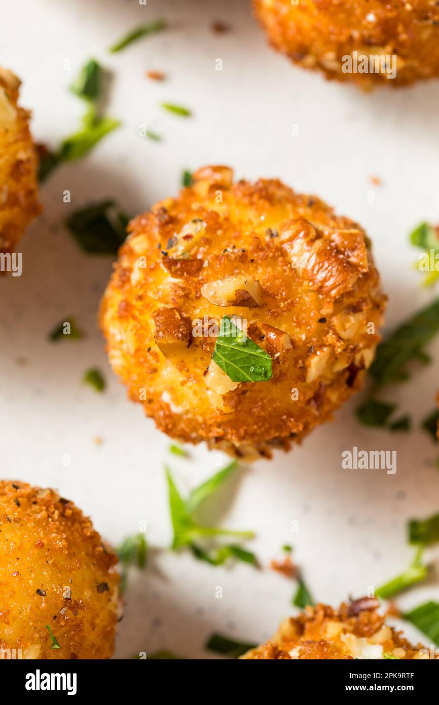 Deep Fried Goat Cheese Balls Appetizer with Dipping Sauce Stock Photo Alamy