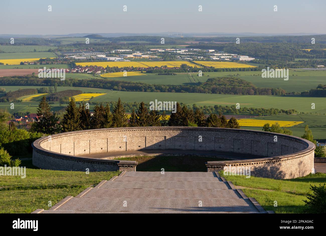 06.05.2018, Germany, Thuringia, Weimar - Buchenwald memorial from 1958, Buchenwald memorial (concentration camp memorial), view of a mass grave. The B Stock Photo