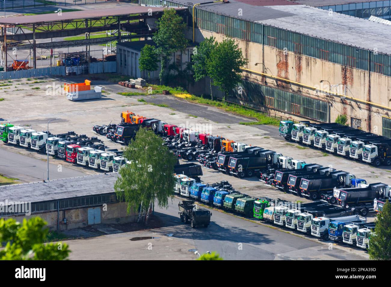 Koprivnice (Nesselsdorf), trucks at Tatra factory in Moravskoslezsky, Moravian-Silesian Region, Mährisch-Schlesische Region, Czech Stock Photo