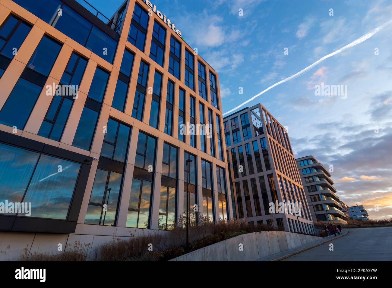Praha, modern office buildings, company Deloitte in Prague, Czechia ...