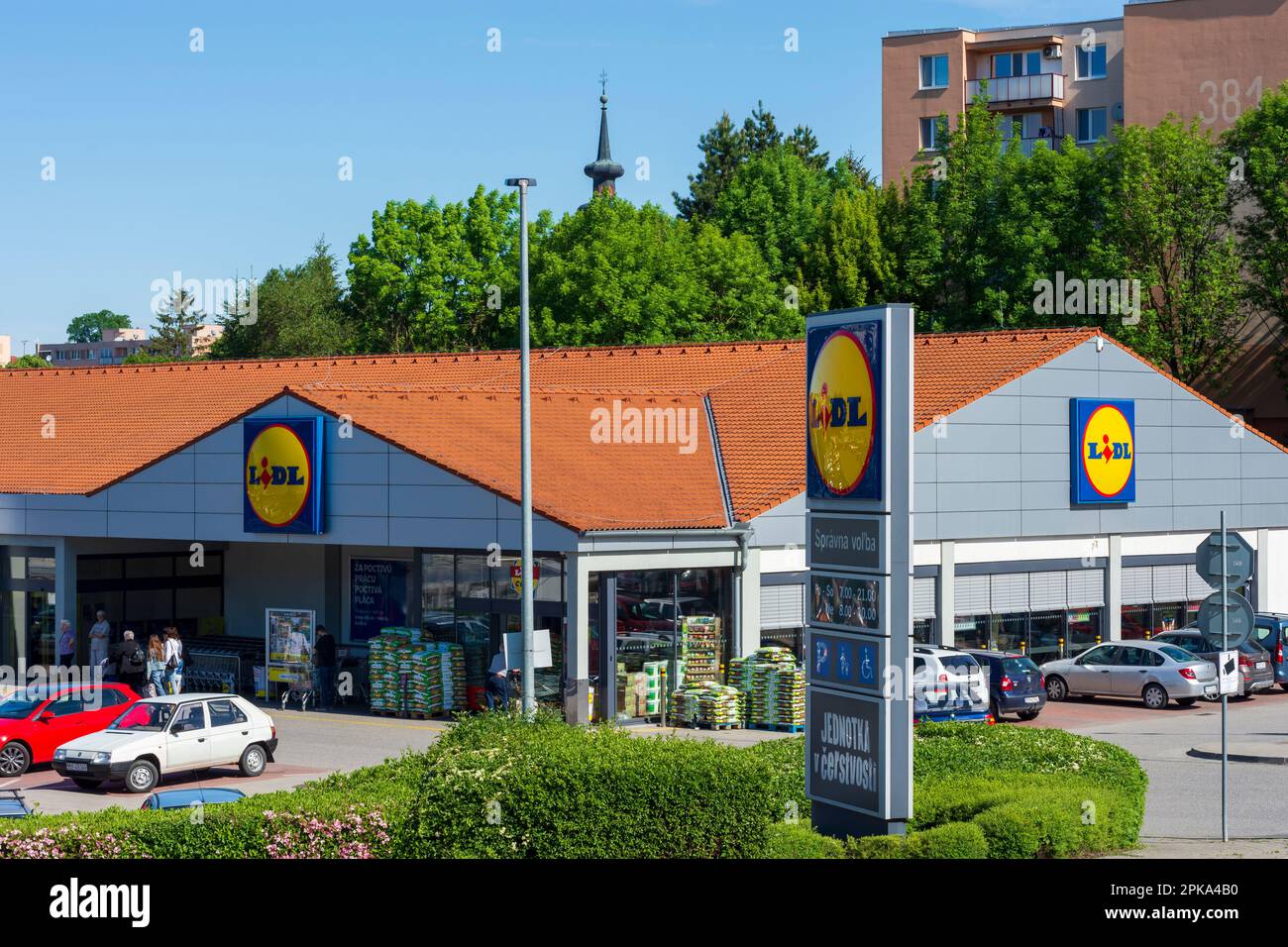Myjava, Lidl supermarket in Slovakia Stock Photo