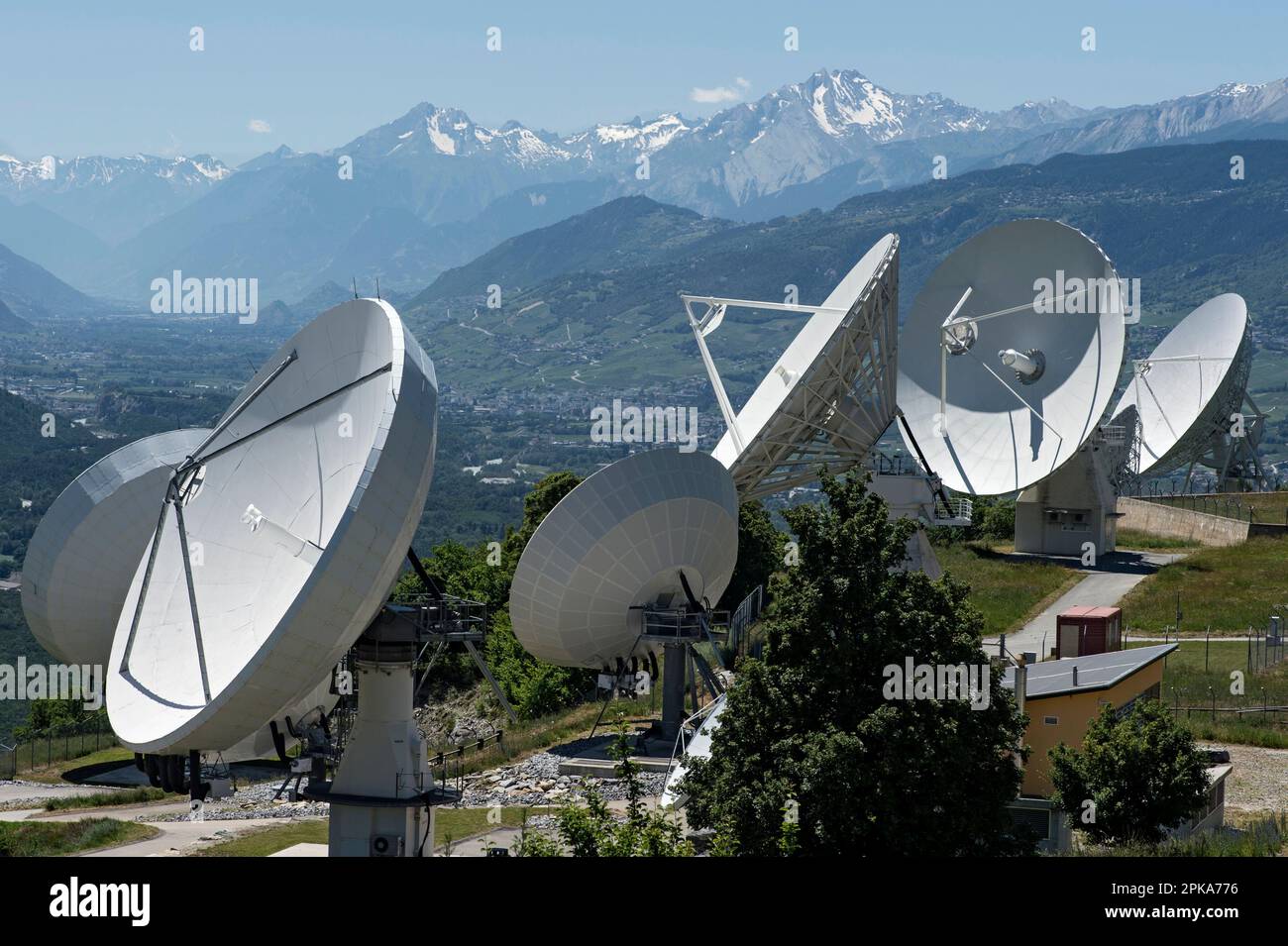 Parabolic Antennas Of A Satellite Ground Station Leuk Valais 