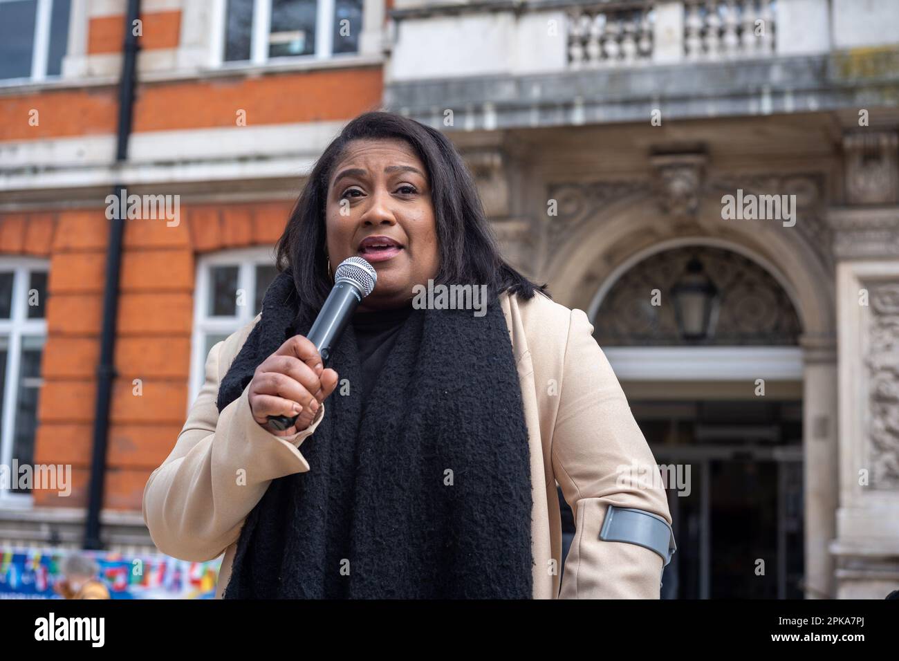 London, UK. 6th Apr 2023. People gathered in Windrush Square in Brixton to commemorate the 5th anniversary of the Windrush scandal. Aubrey Fagon/Alamy Live News Stock Photo