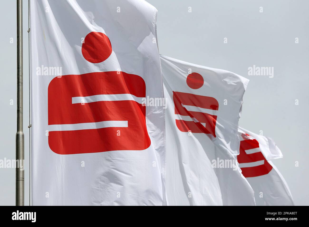 19.06.2022, Germany, Lower Saxony, Hannover - Flags of the savings bank. 00S220619D383CAROEX.JPG [MODEL RELEASE: NOT Applicable, PROPERTY RELEASE: NO Stock Photo