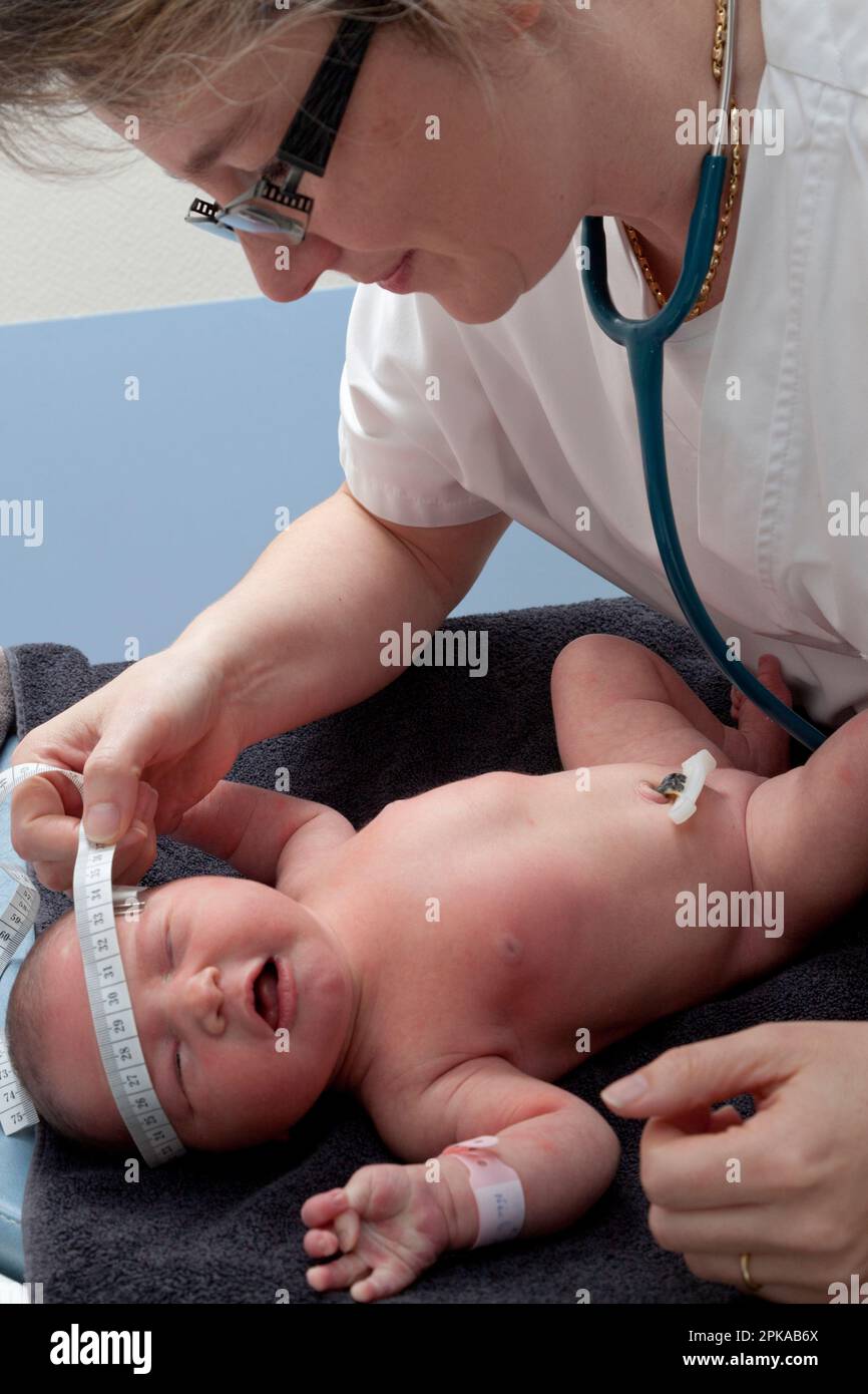 Nurse Measures Babys Head Circumference Stock Photo - Download