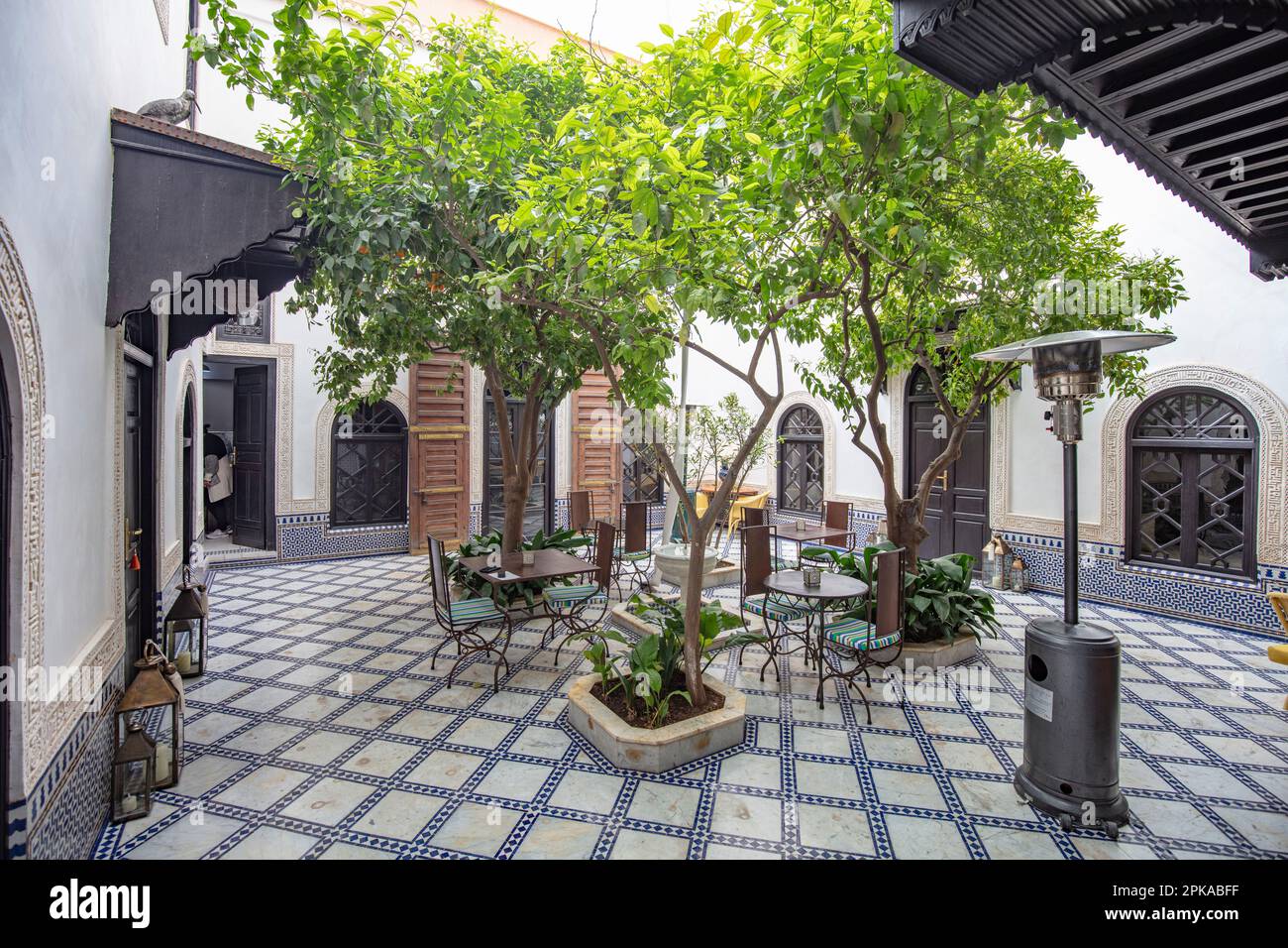 Morocco, Marrakech, riad, courtyard, Stock Photo