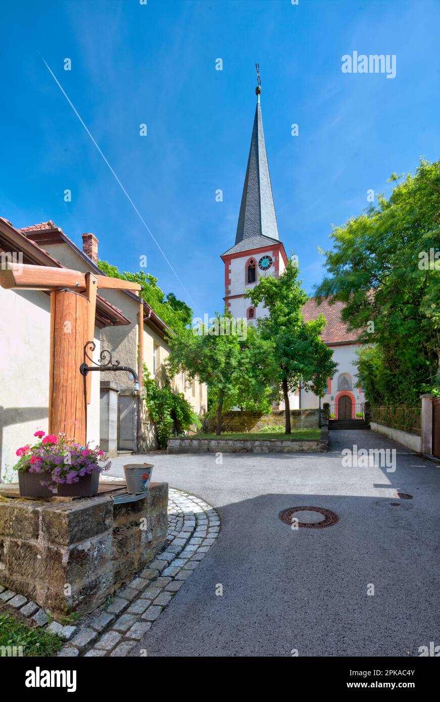 Church, St. Michael, village view, Breitensee, Grabfeld, Lower ...