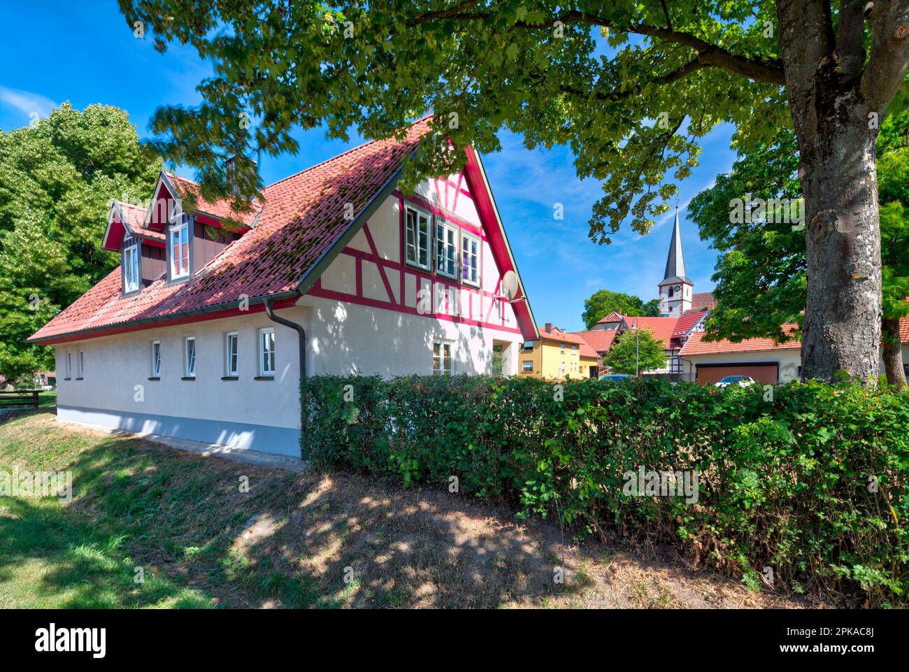 Bakehouse, house facade, village view, Breitensee, Grabfeld, Lower ...