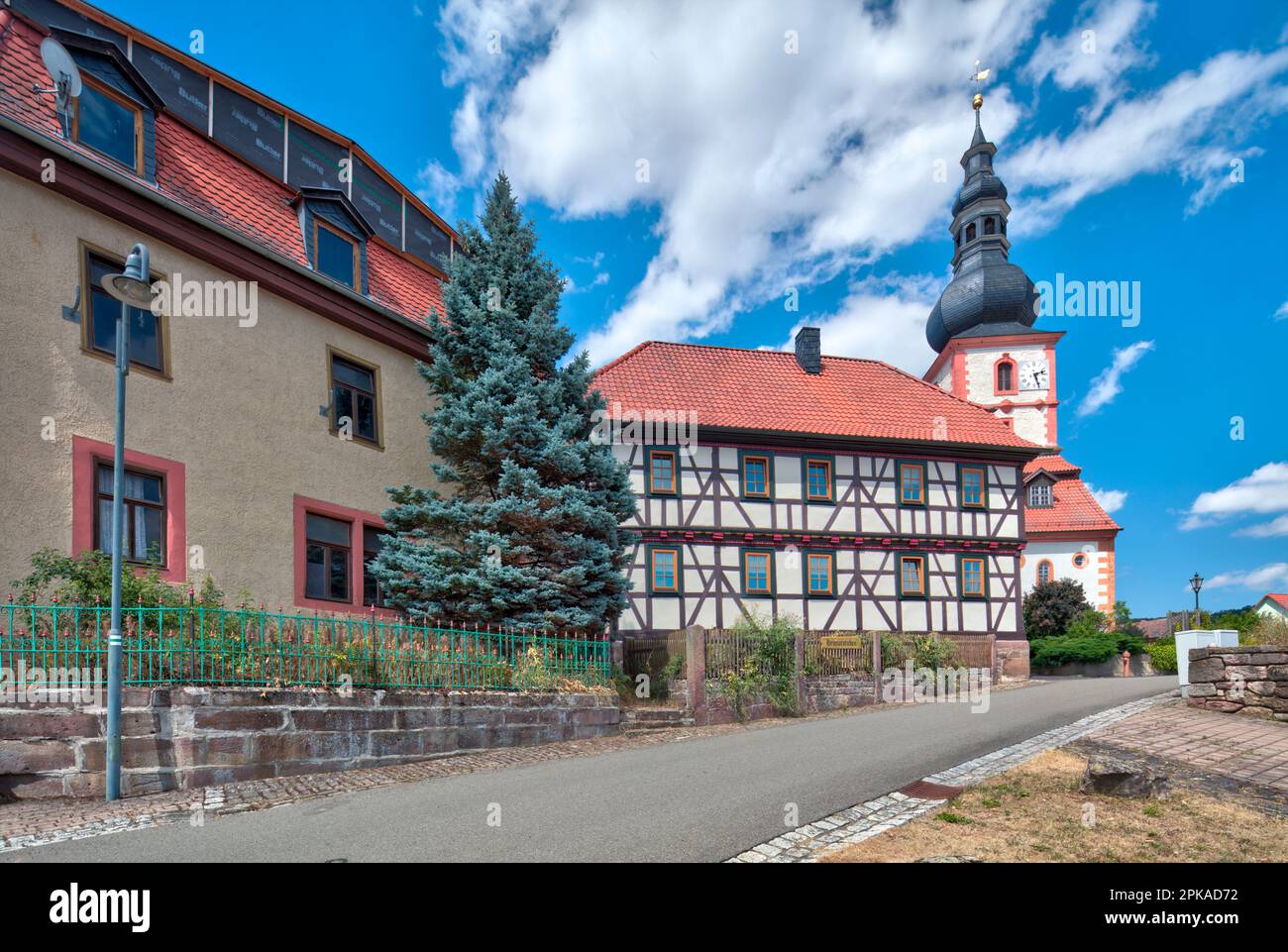 Village church, cathedral of the Rhön, old school, museum of local ...