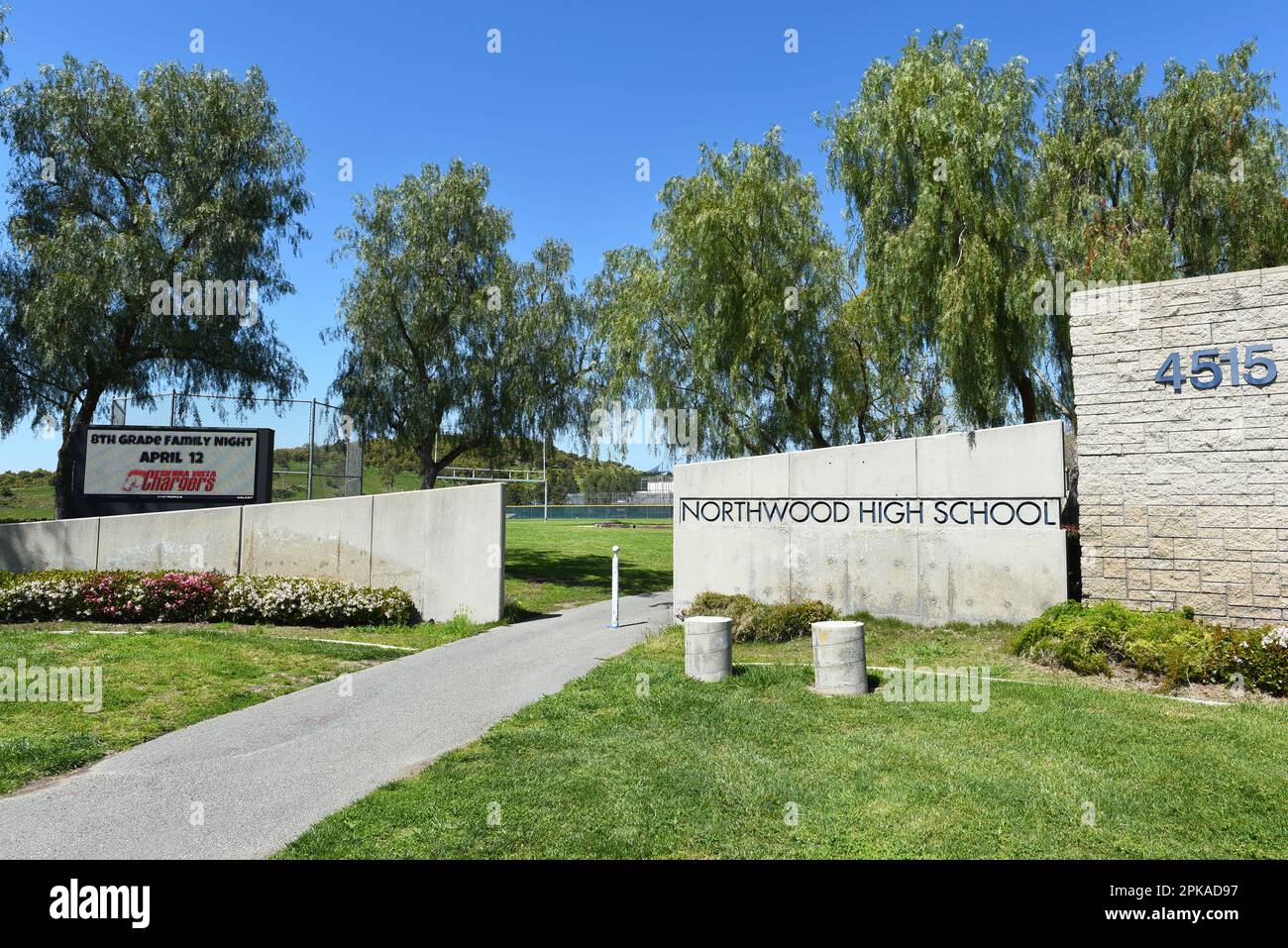 IRVINE, CALIFORNIA 2 APR 2023 Northwood High School signs at