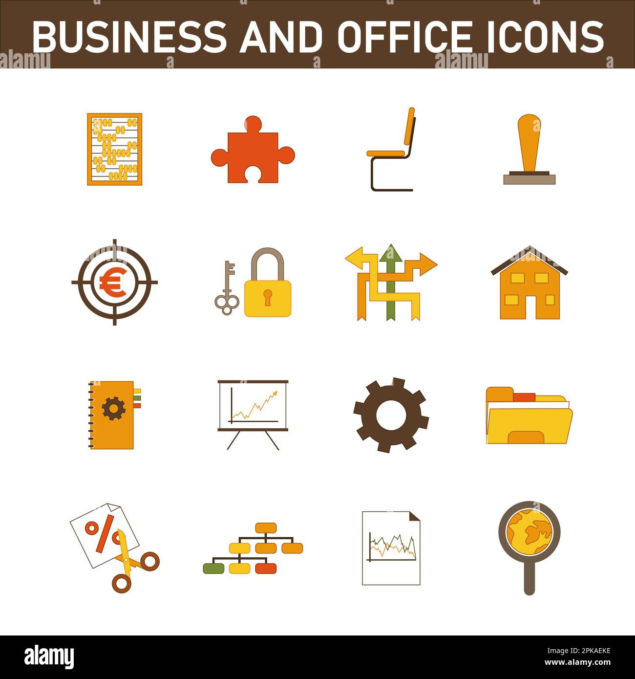 Collection of multi-colored flat icons on the topic: business and ...