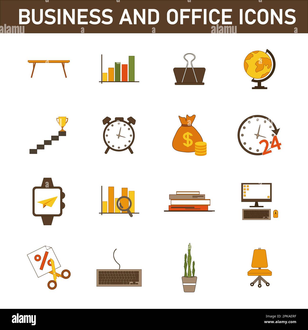 Collection of multi-colored flat icons on the topic: business and ...