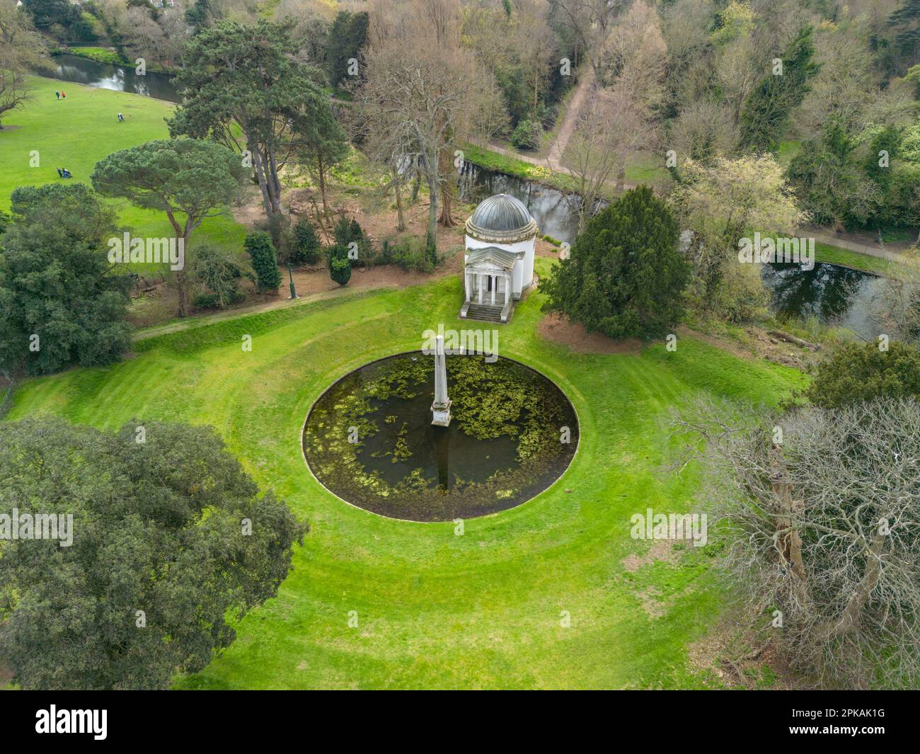 Aerial view of the Amphitheatre & Temple, Chiswick Park, Chiswick