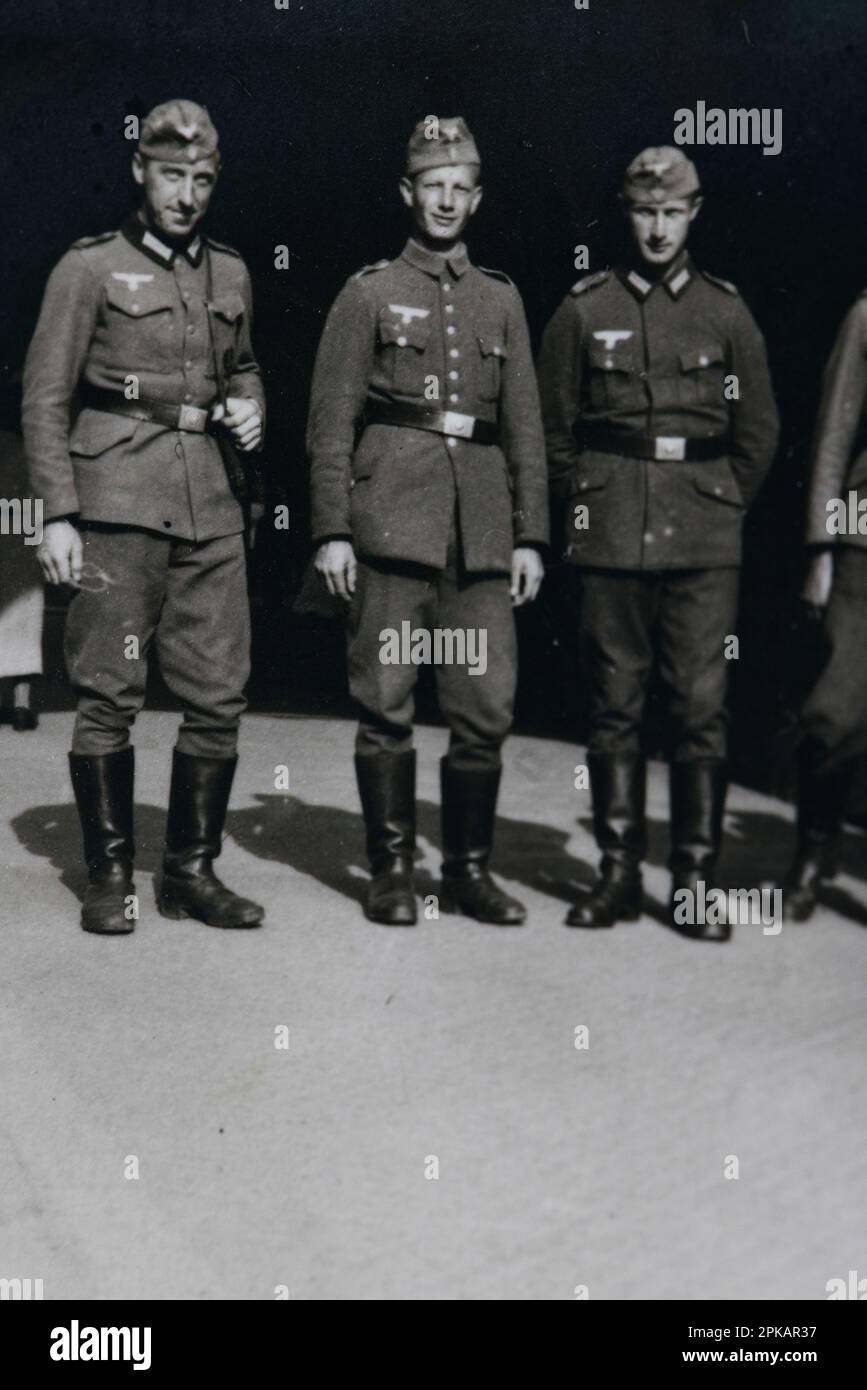 Old photo of German soldiers in the period of World War II Stock Photo