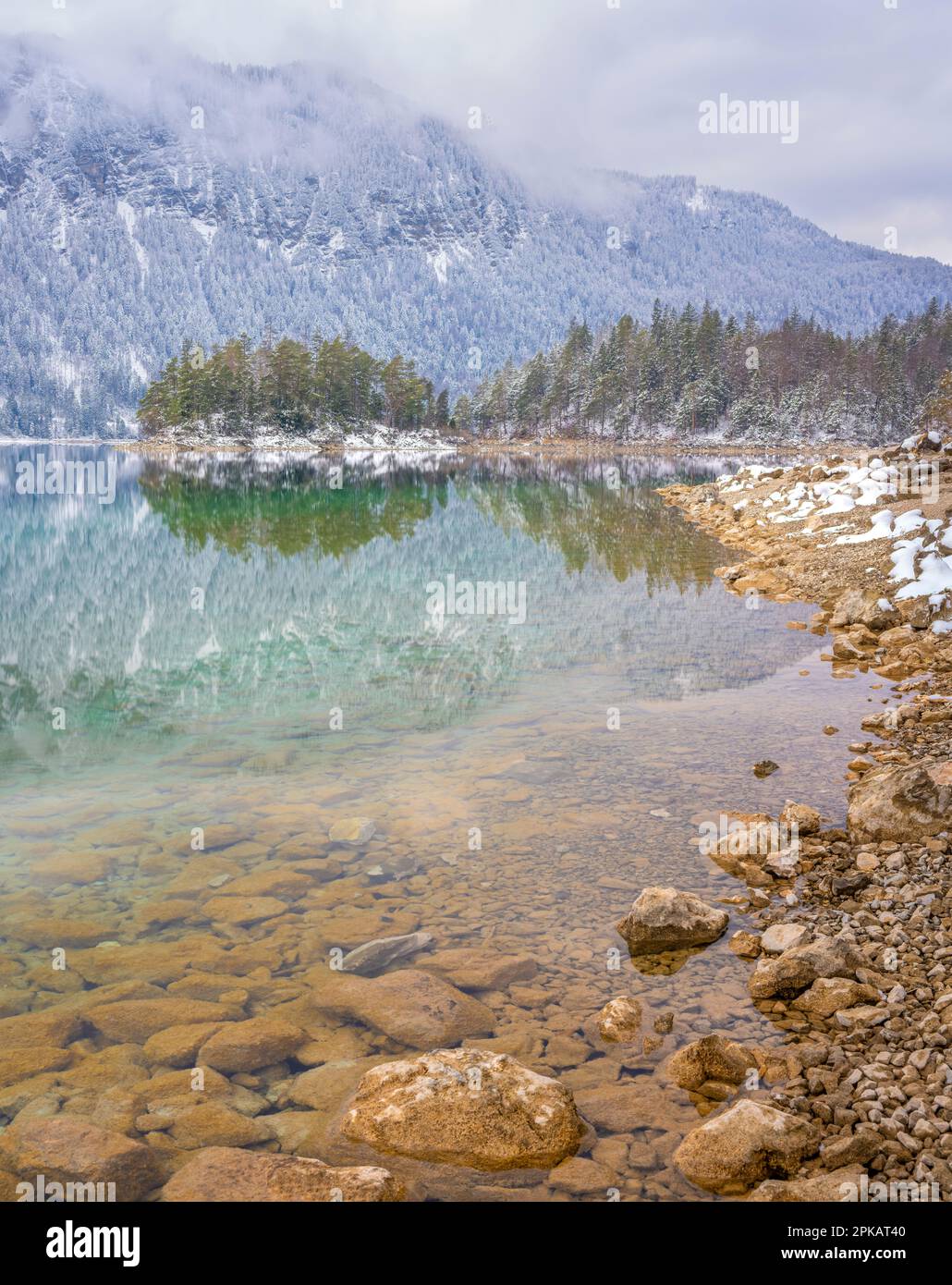 Zugspitze reflecting in eibsee hi-res stock photography and images - Alamy