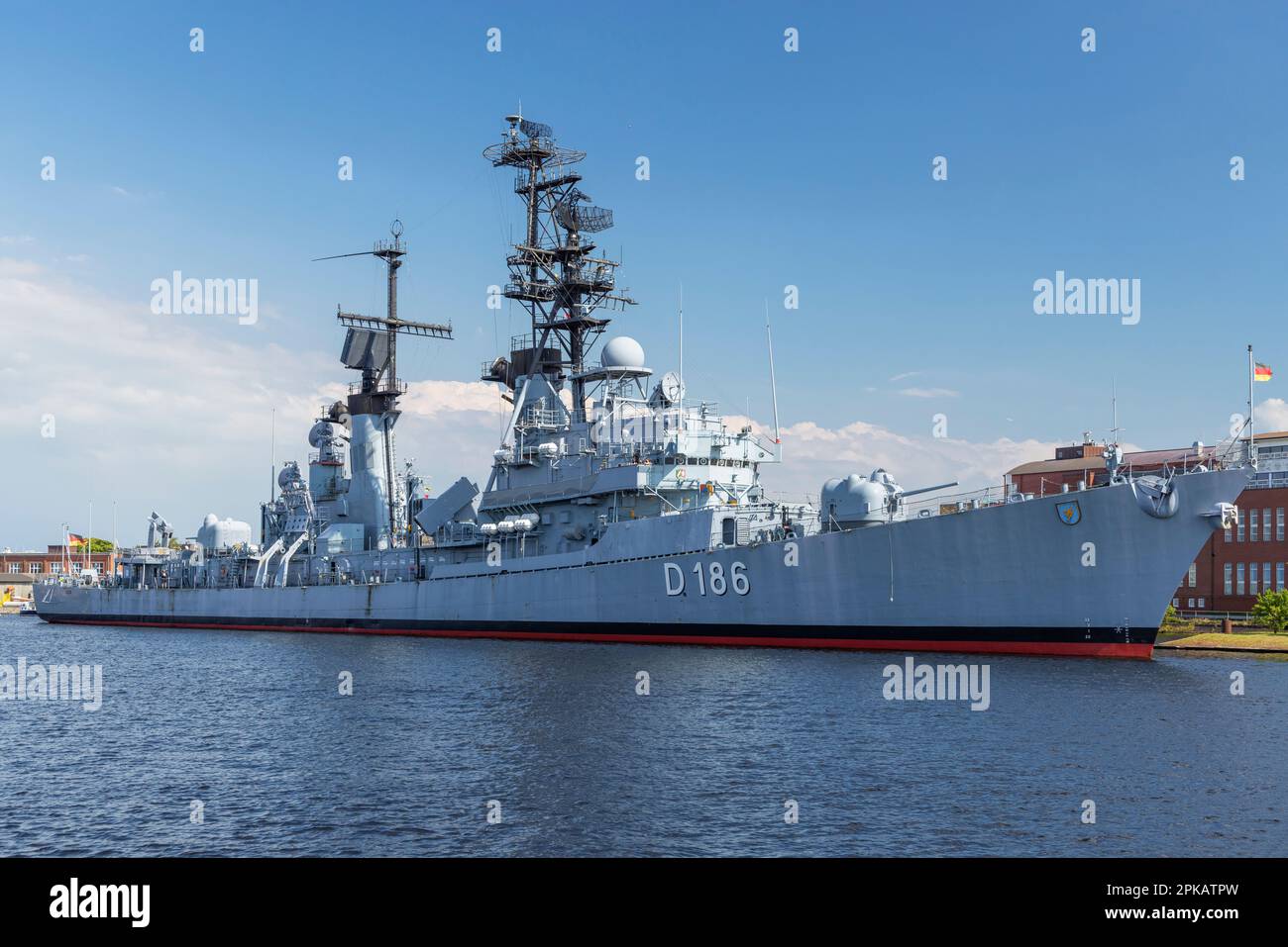 Guided missile destroyer Mölders, liaison harbor, German Naval Museum on South Beach, Wilhelmshaven, Lower Saxony, Germany Stock Photo