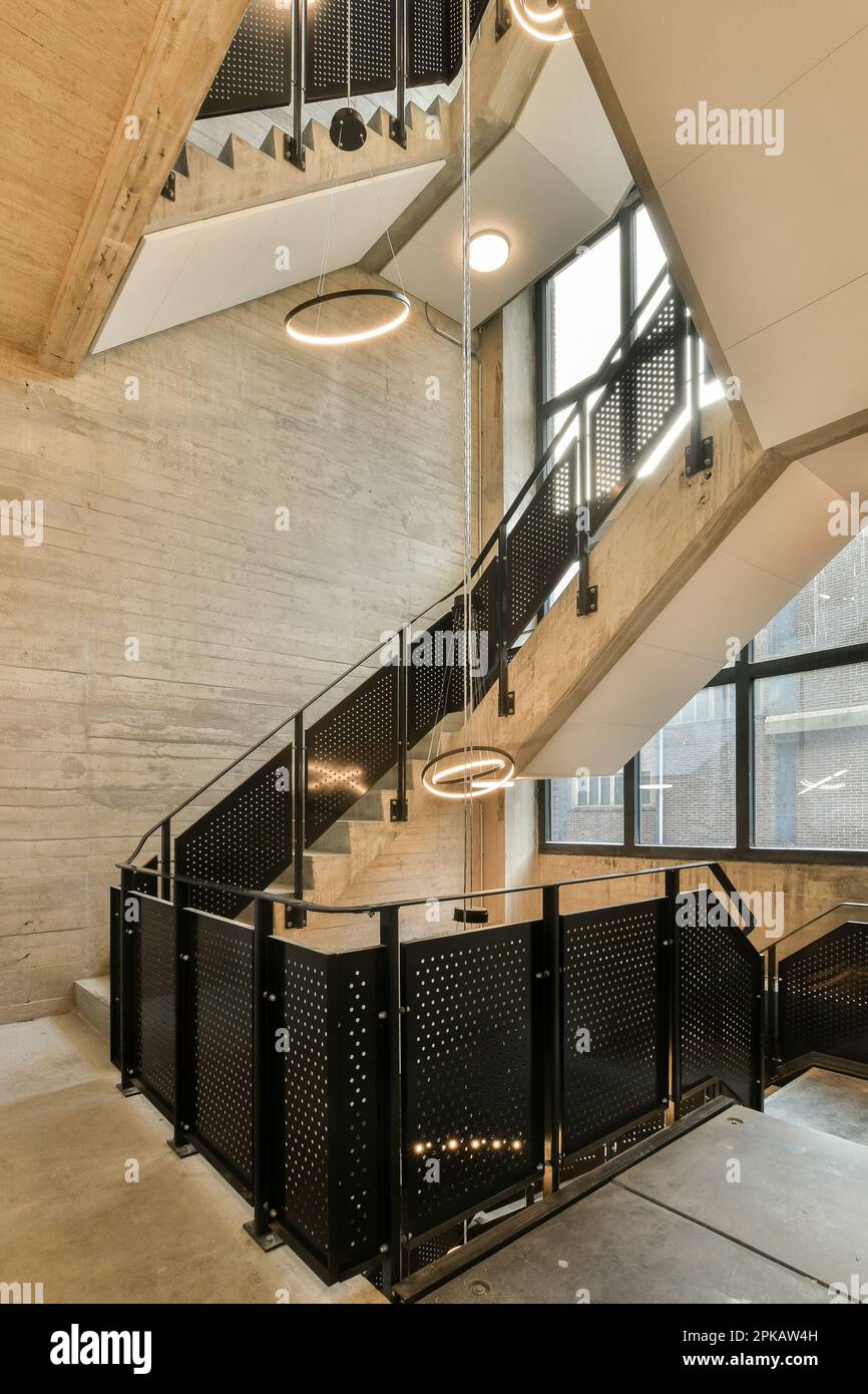 the inside of a building that looks like it's been taken from an actual perspective, with no people Stock Photo