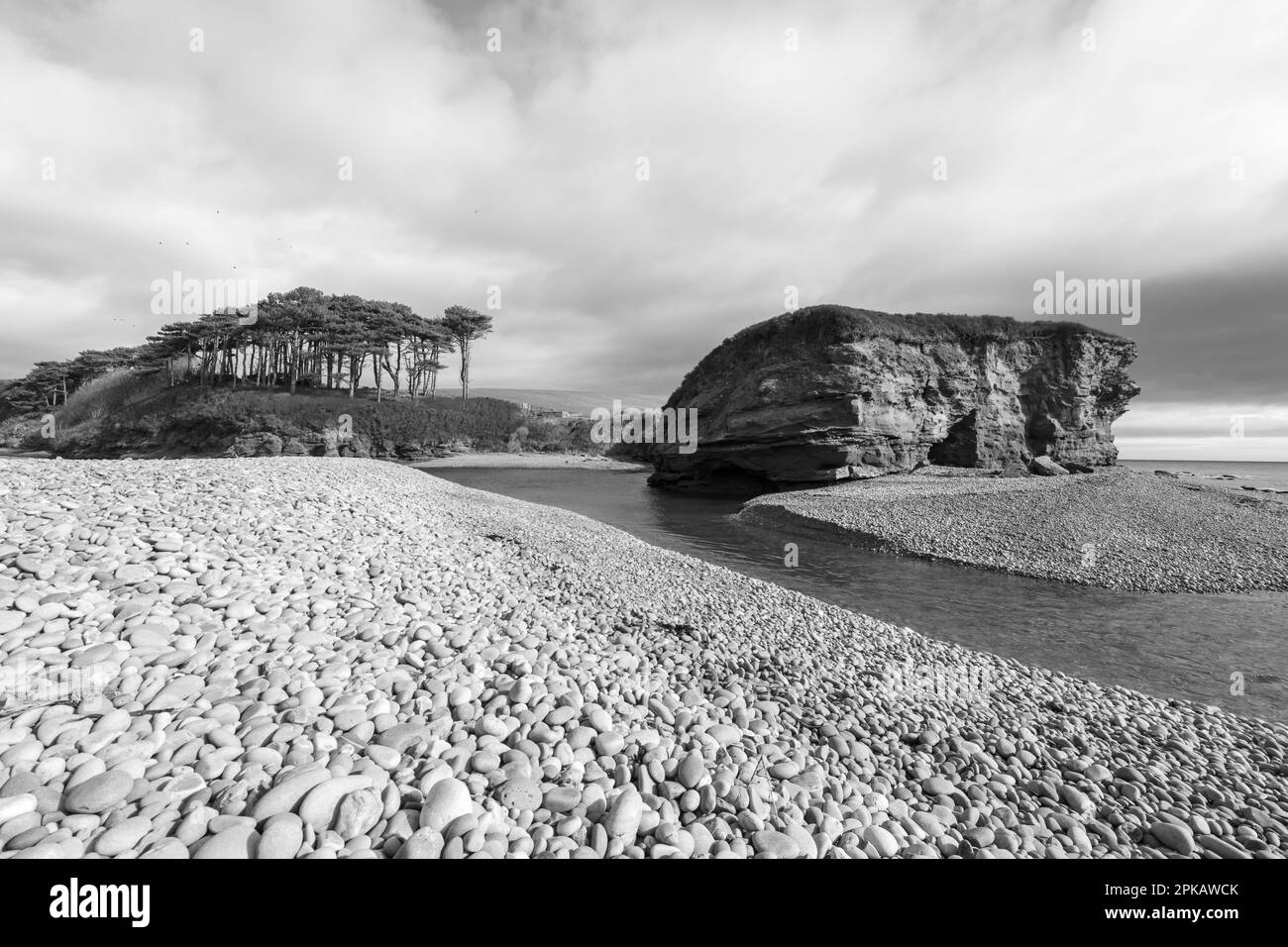 The mouth of the river Otter in Budleigh Salterton in Devon Stock Photo