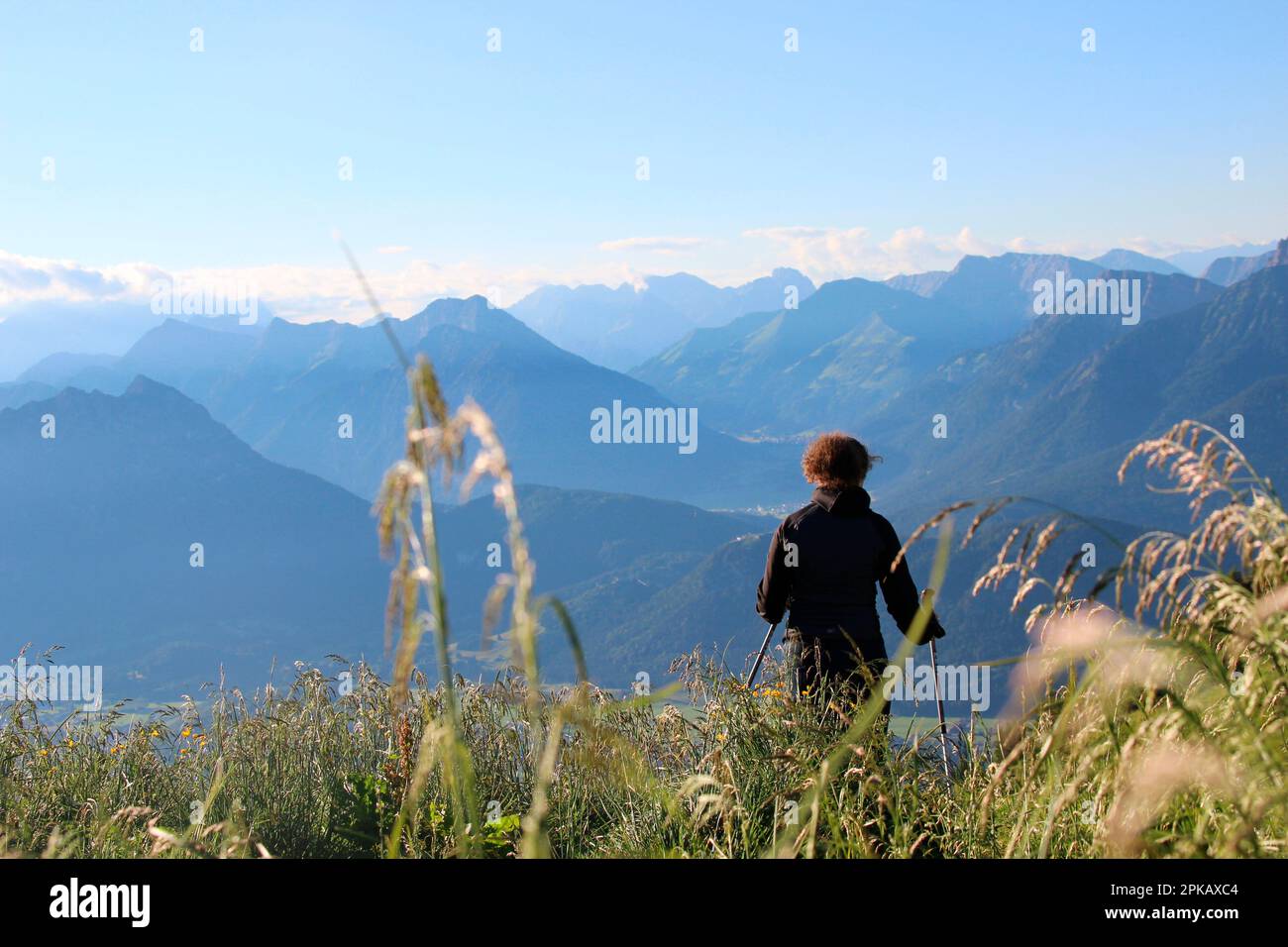 Hike to Gehrenalpe, 1610 m, Wängle near Reutte in Tyrol, Austria, Europe Stock Photo