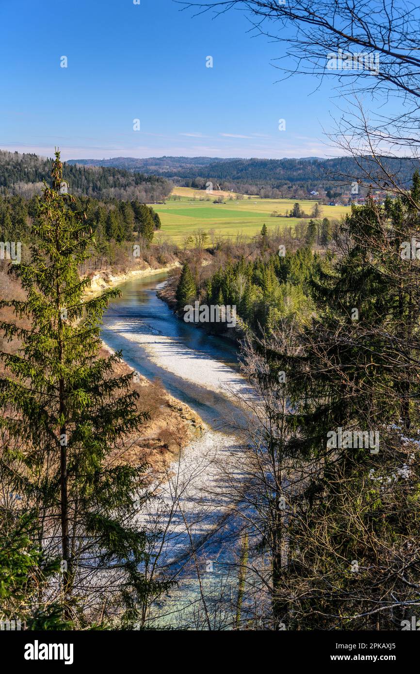 Germany, Bavaria, Tölzer Land, Königsdorf, Isar valley, view from painter angle Stock Photo